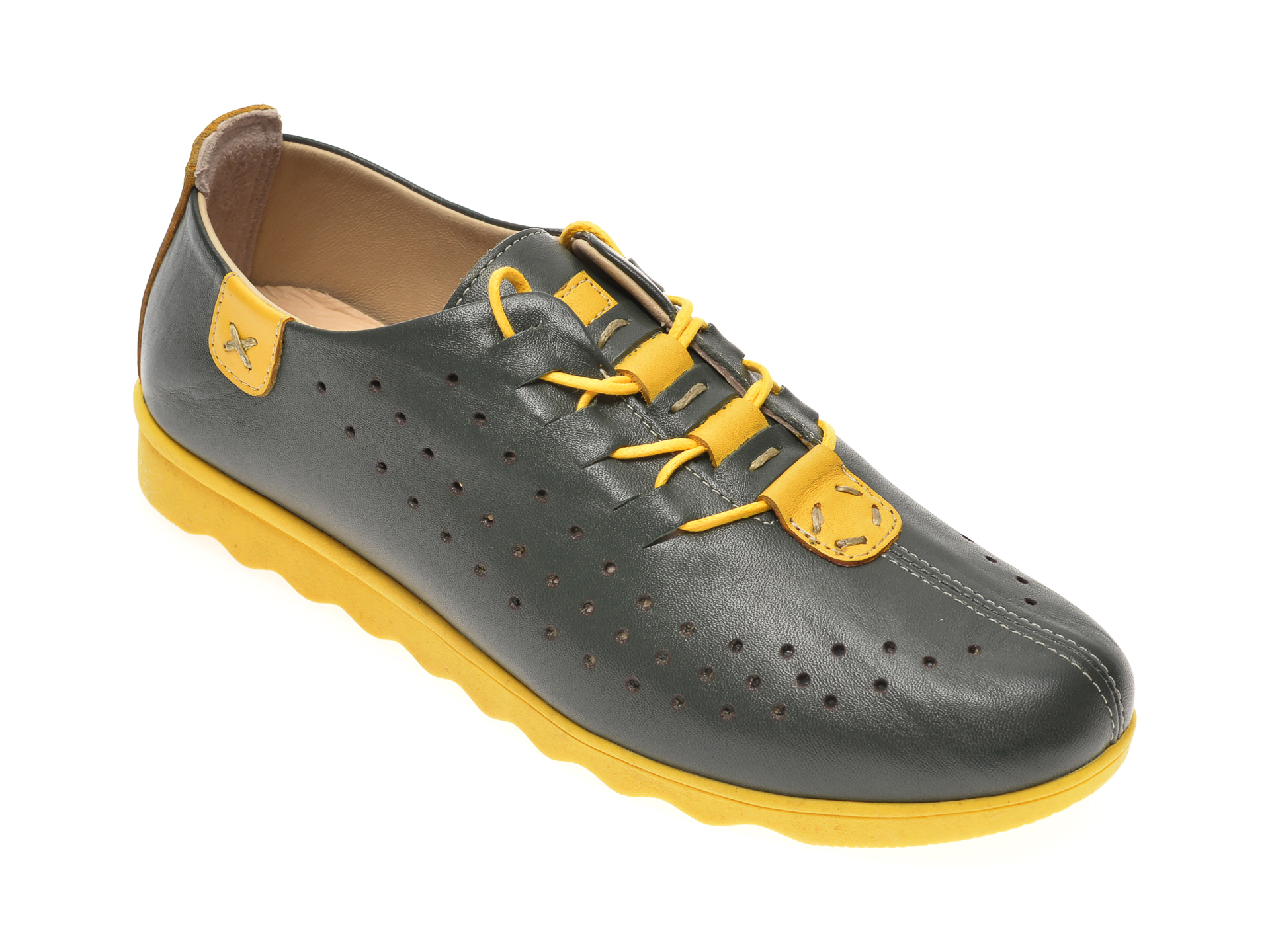 Pantofi PASS COLLECTION verzi, K92101, din piele naturala