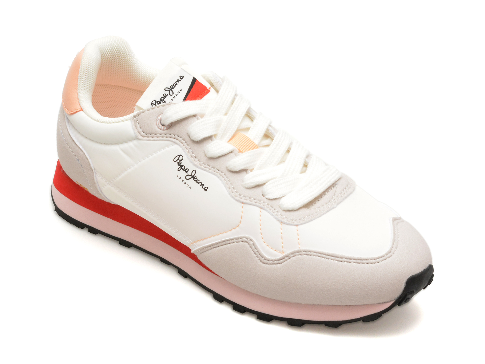 Pantofi PEPE JEANS albi, LS40001, din material textil
