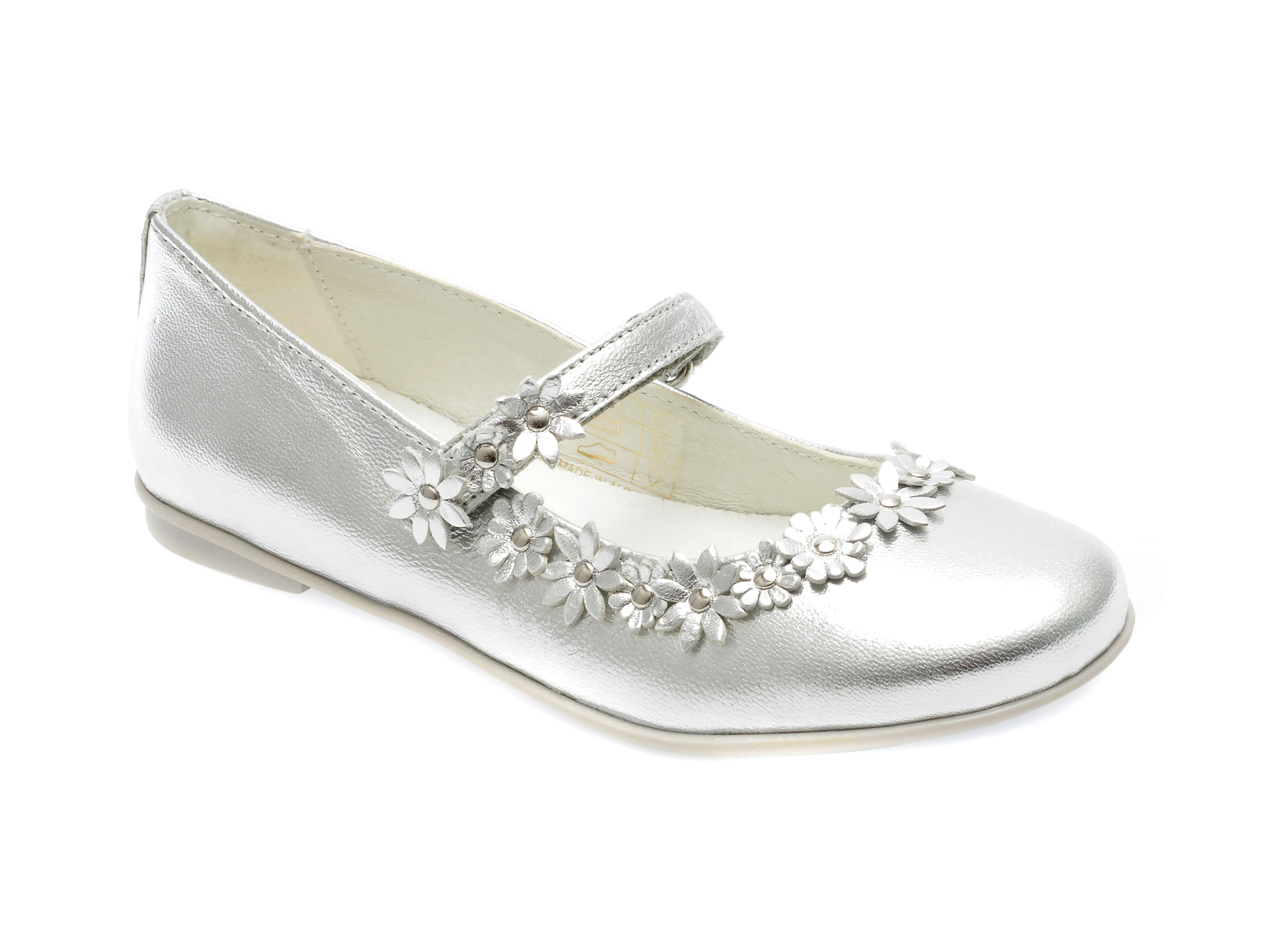 Pantofi PRIMIGI argintii, 39201, din piele naturala