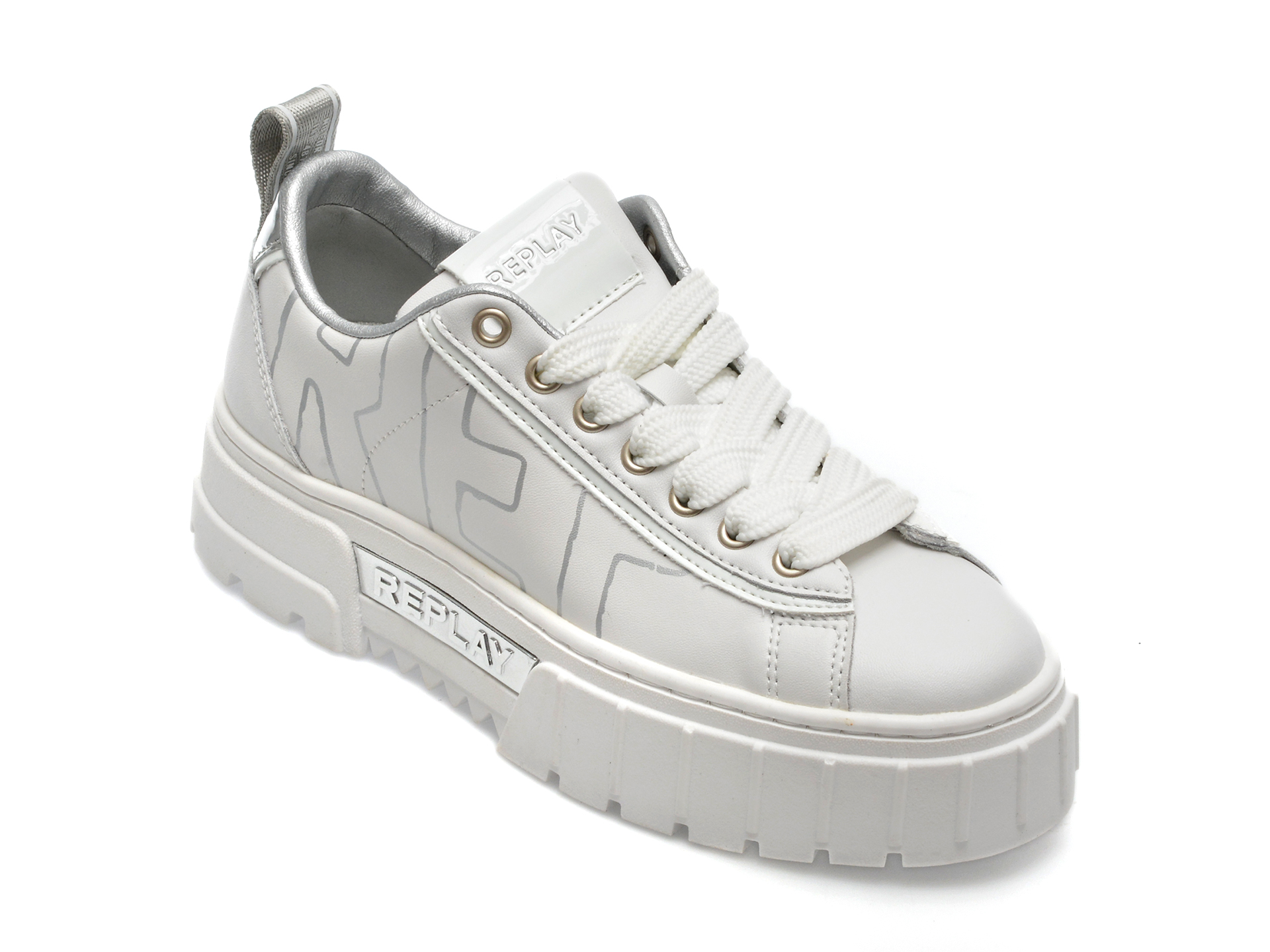 Pantofi REPLAY albi, WZ4E05L, din piele naturala