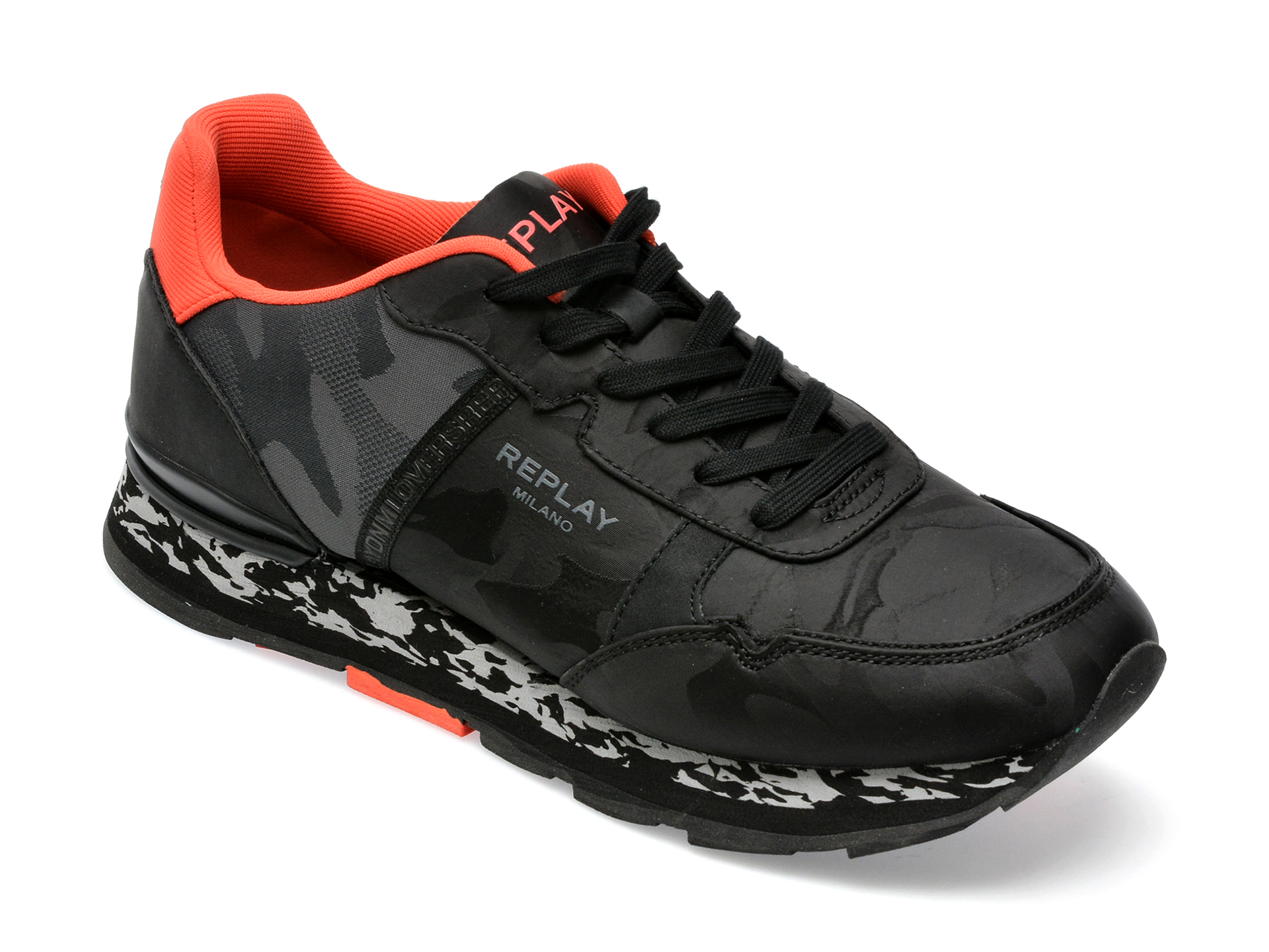Pantofi REPLAY negri, MS6866T, din material textil /barbati/pantofi