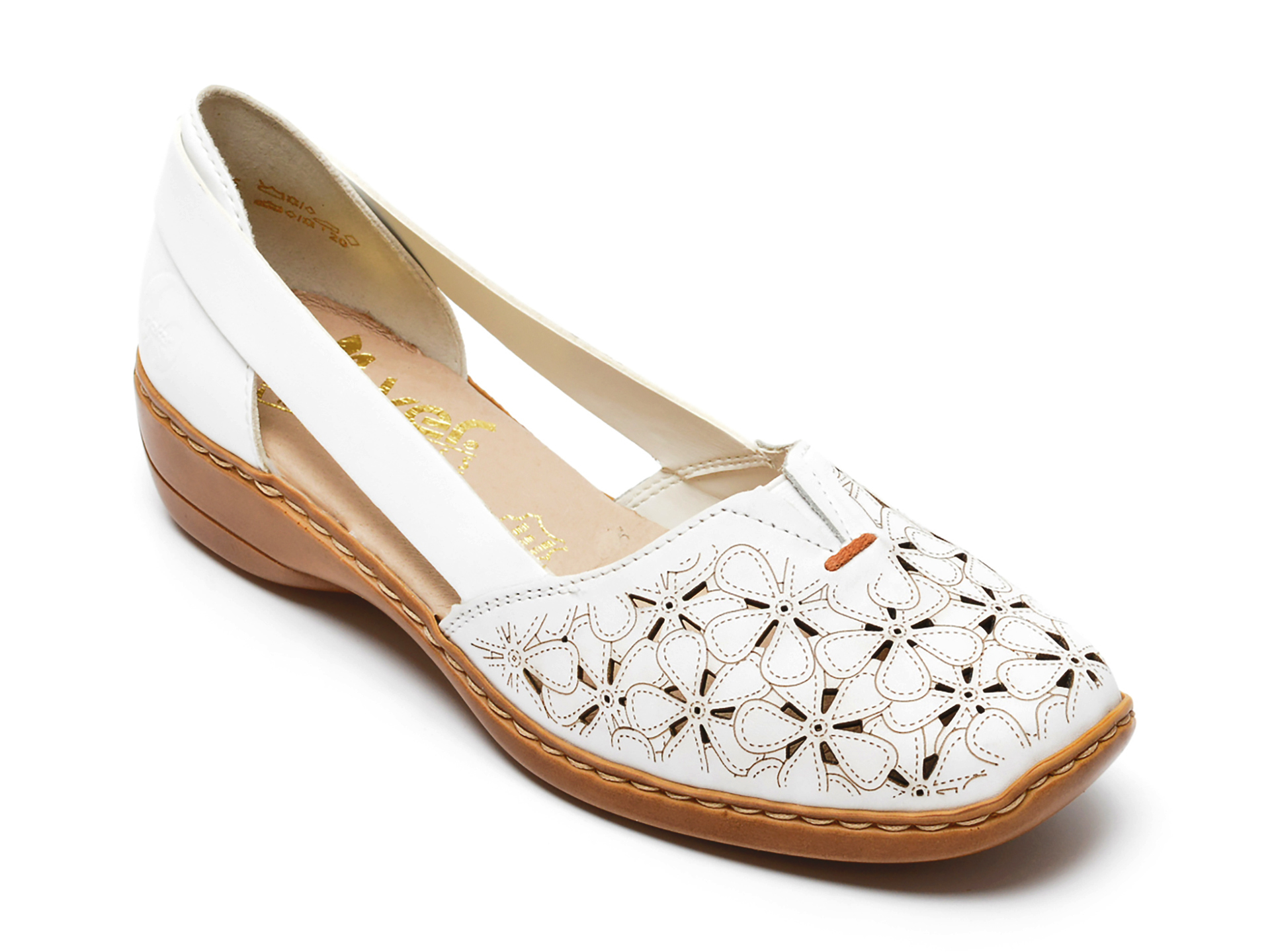 Pantofi RIEKER albi, 41356, din piele naturala otter.ro