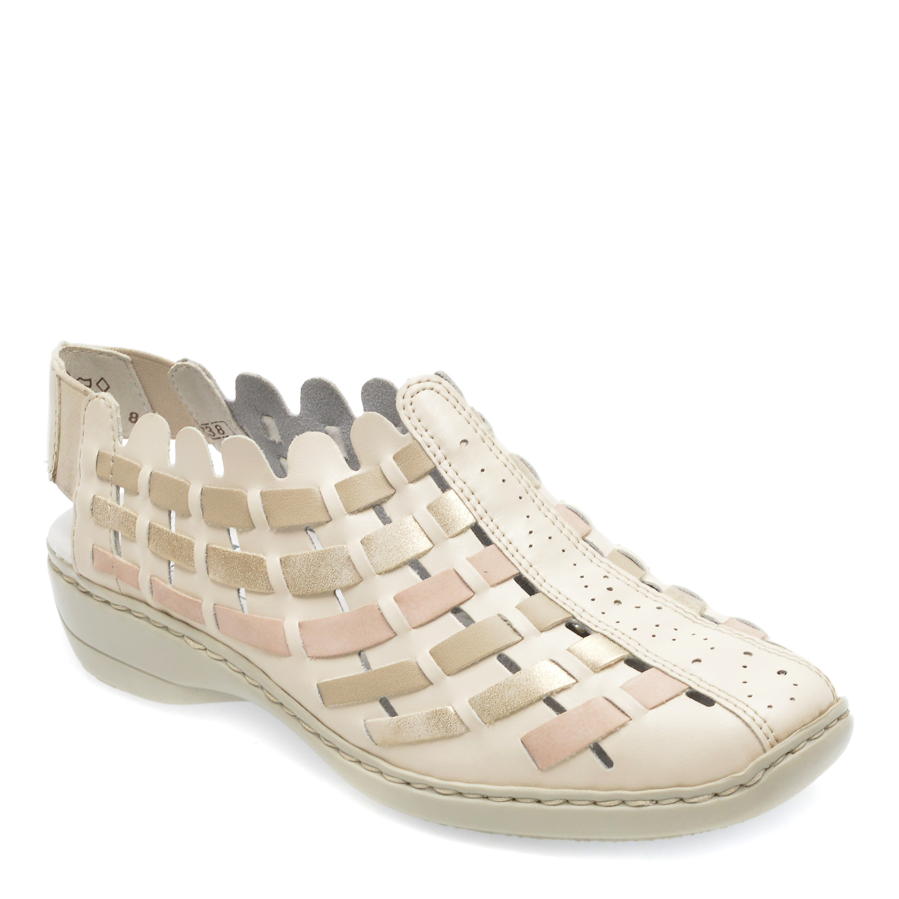 Pantofi RIEKER albi, 413V8, din piele naturala /femei/pantofi