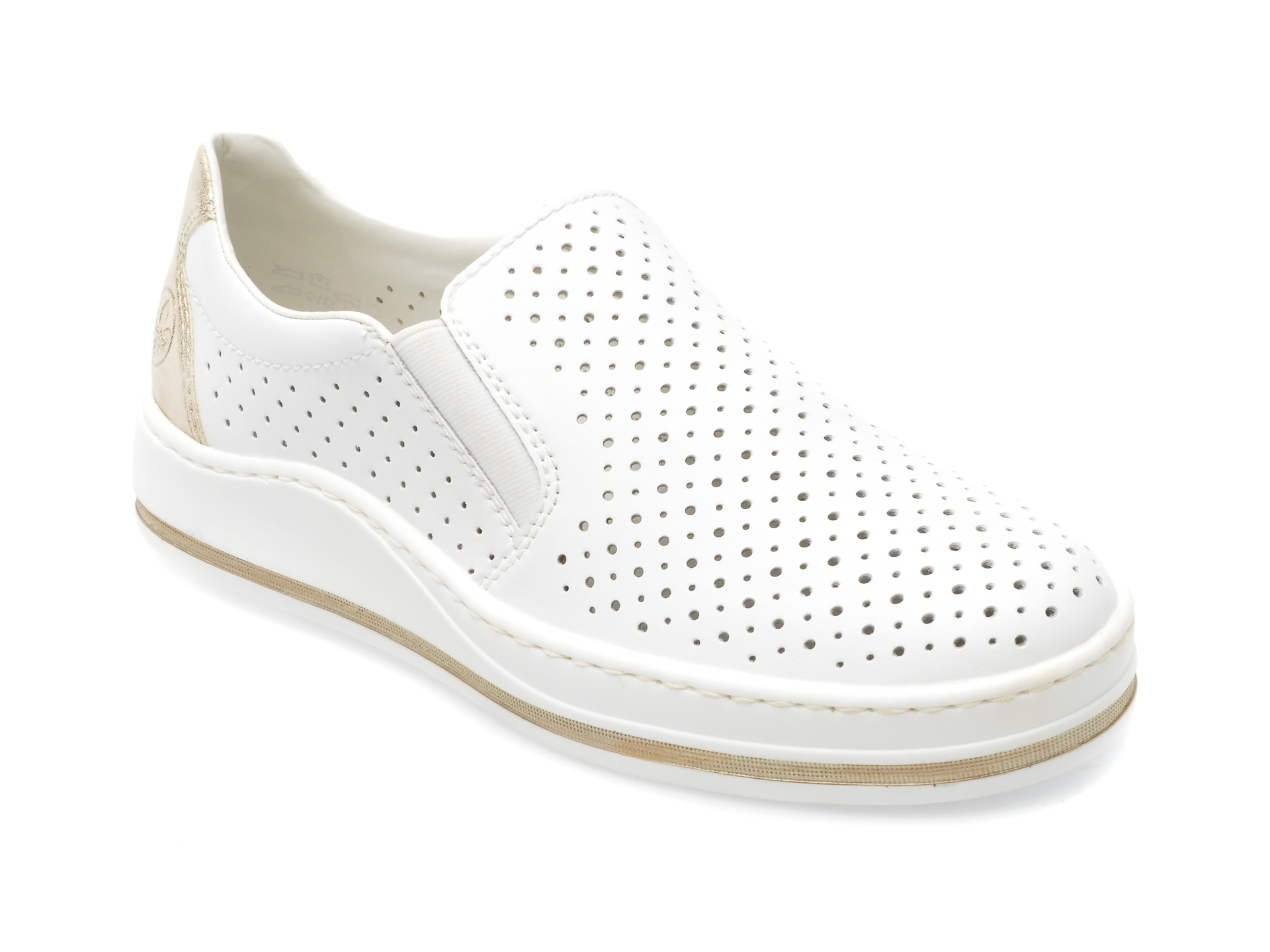 Pantofi RIEKER albi, M5950, din piele ecologica