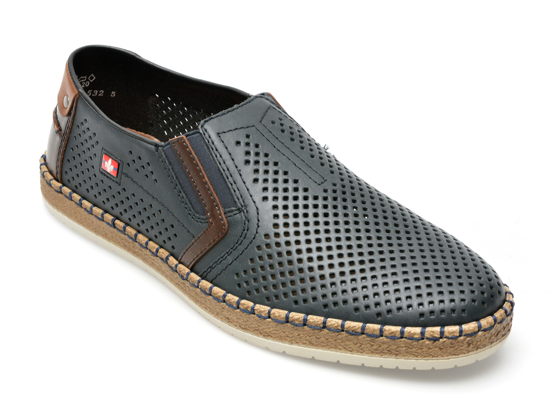 Pantofi RIEKER bleumarin, B5297, din piele naturala /barbati/pantofi