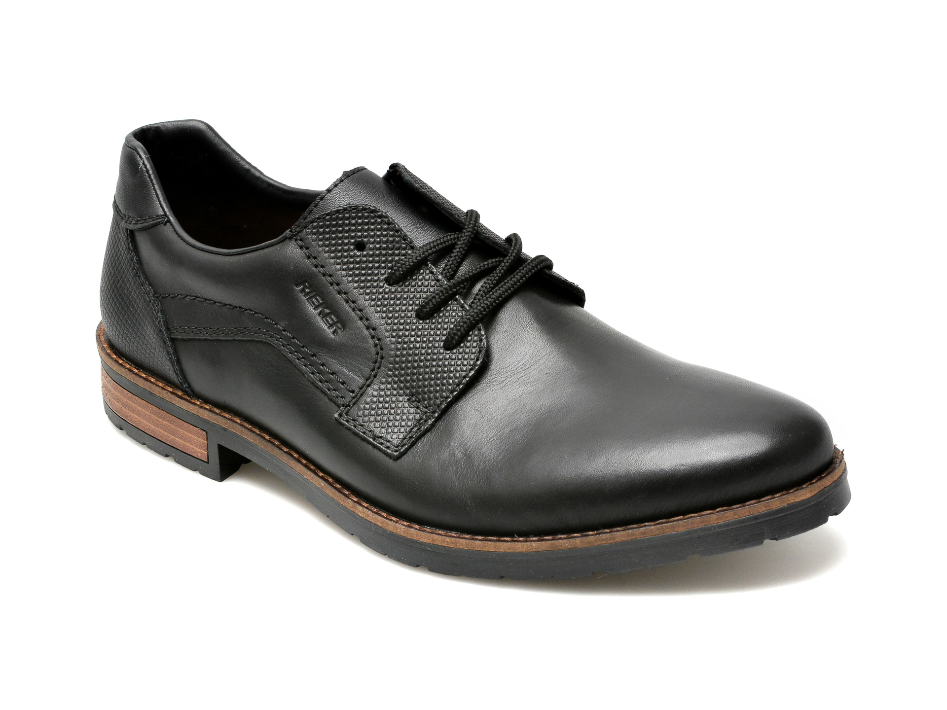 Pantofi RIEKER negri, 14603, din piele naturala /barbati/pantofi