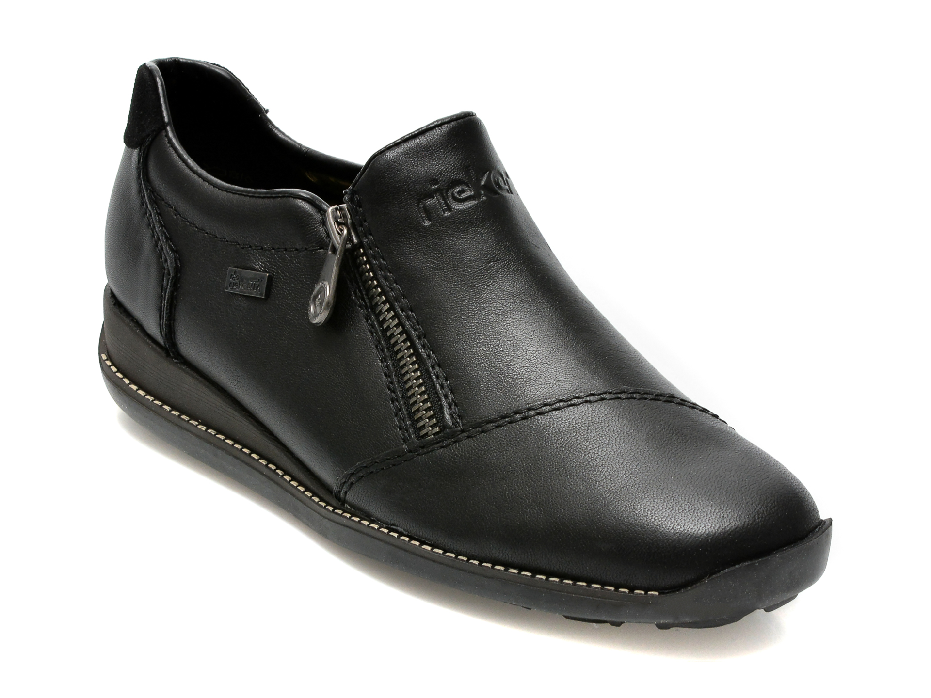 Pantofi RIEKER negri, 44265, din piele naturala