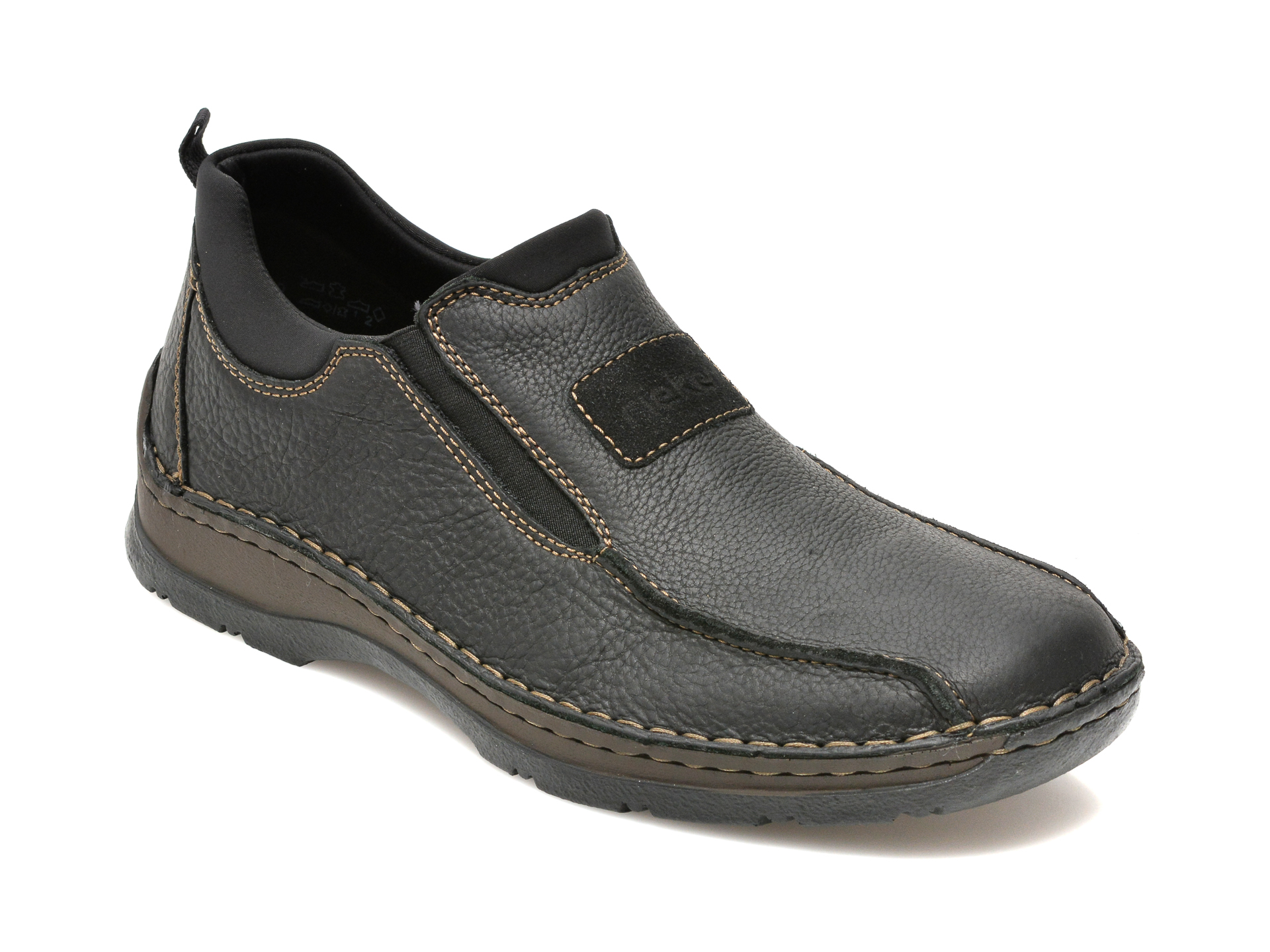 Pantofi RIEKER negri, 5363, din piele naturala otter imagine noua