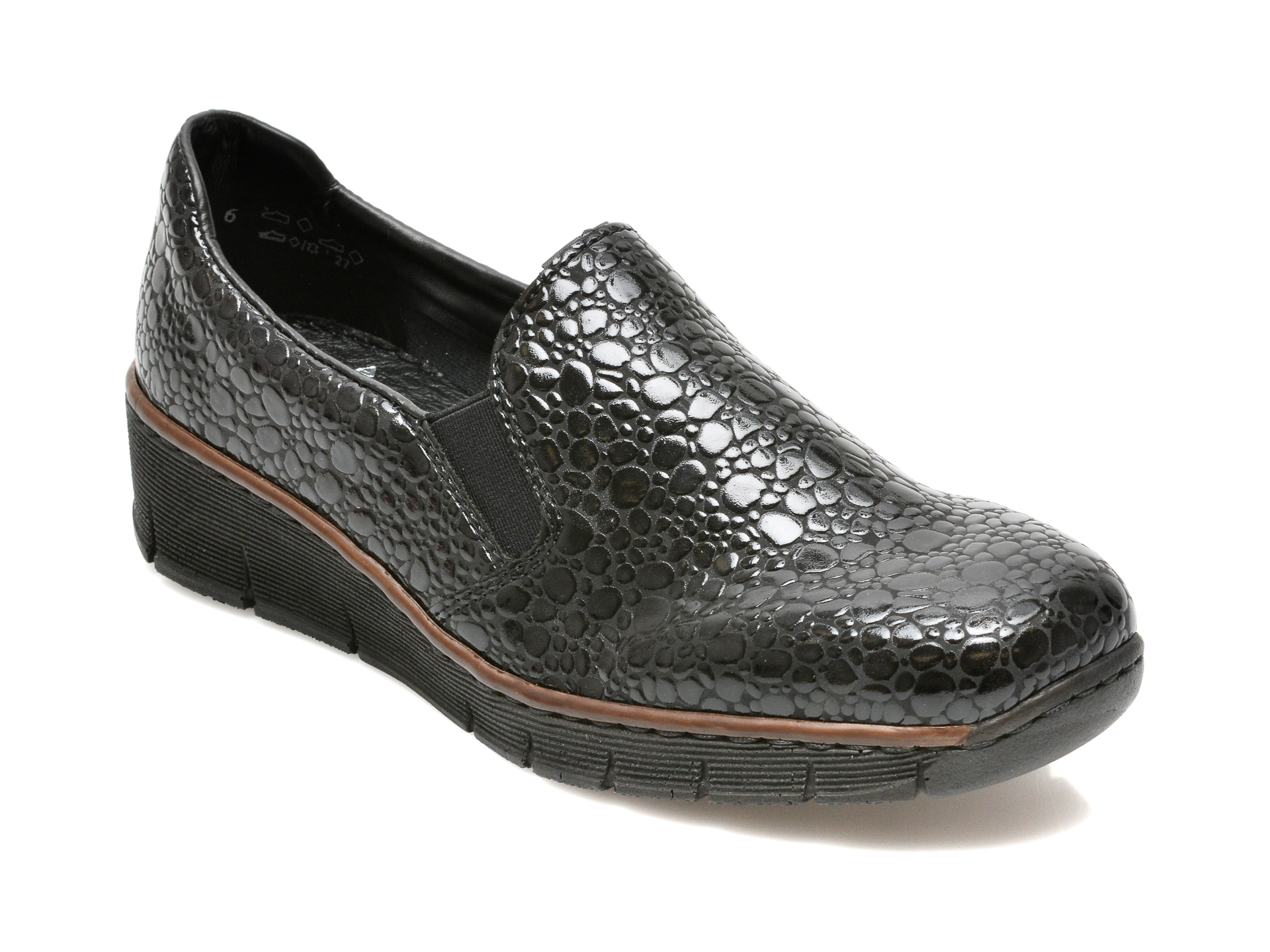 Pantofi RIEKER negri, 53766, din piele ecologica otter.ro imagine noua 2022