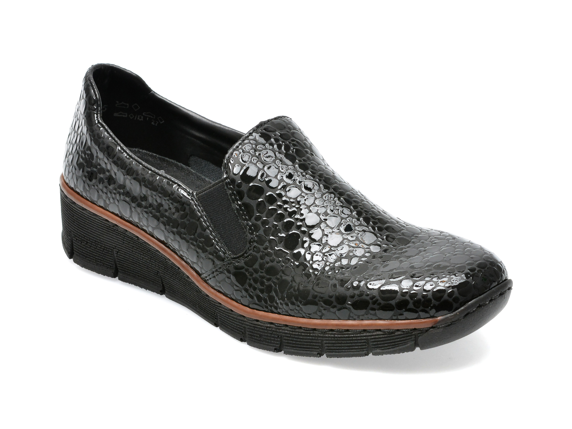 Pantofi RIEKER negri, 53766, din piele ecologica