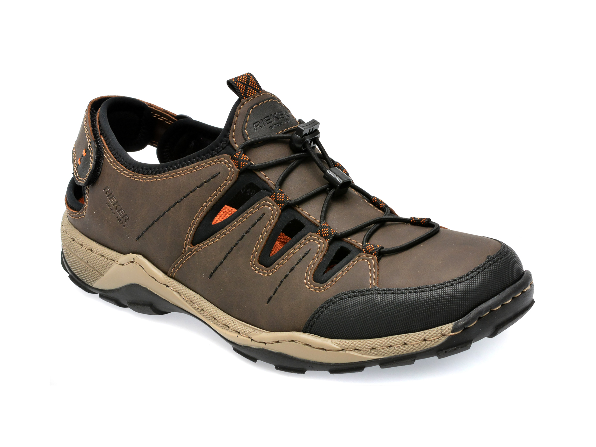 Pantofi RIEKER negri, 8085, din piele ecologica /barbati/pantofi