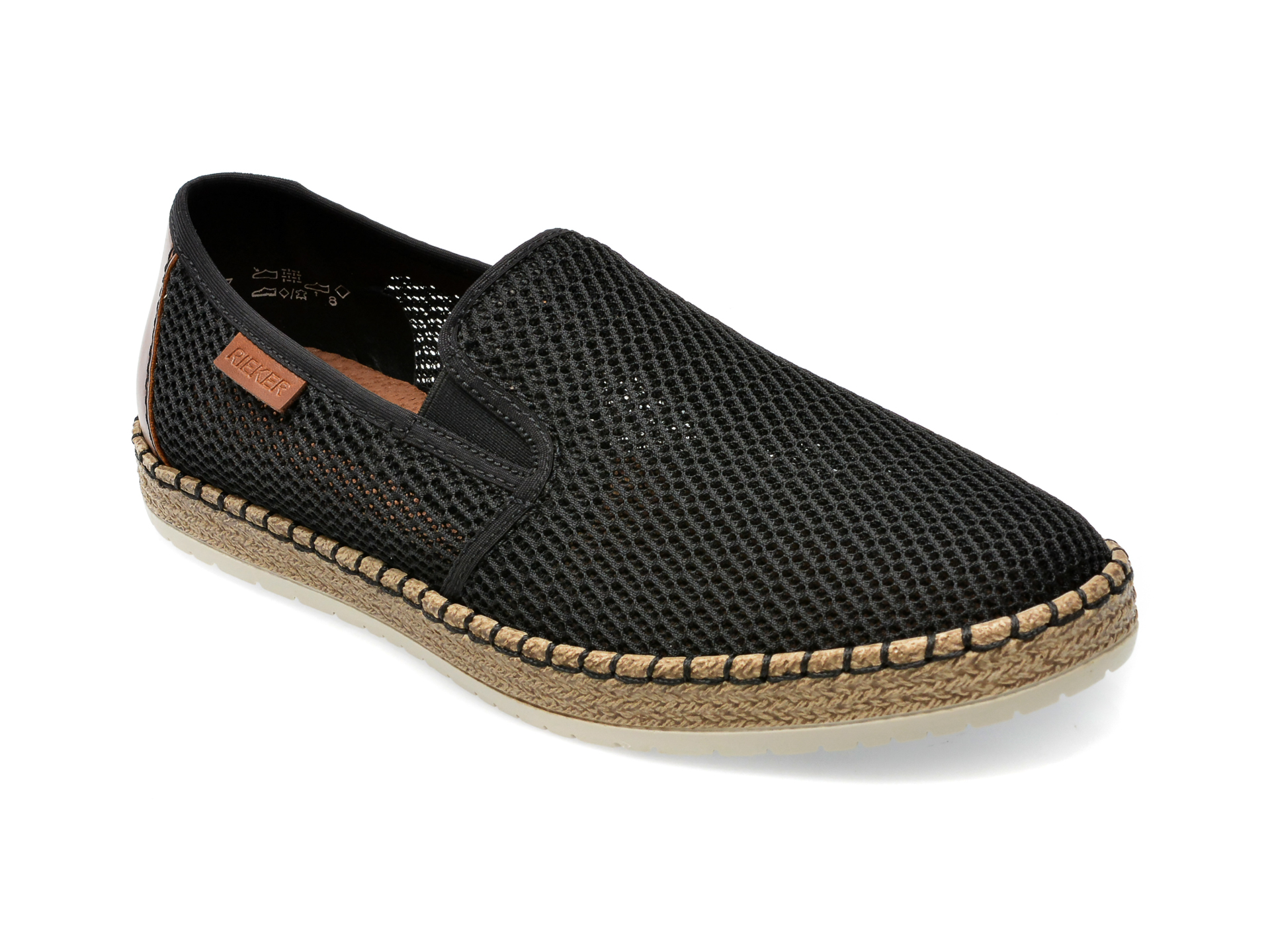 Pantofi RIEKER negri, B5276, din material textil