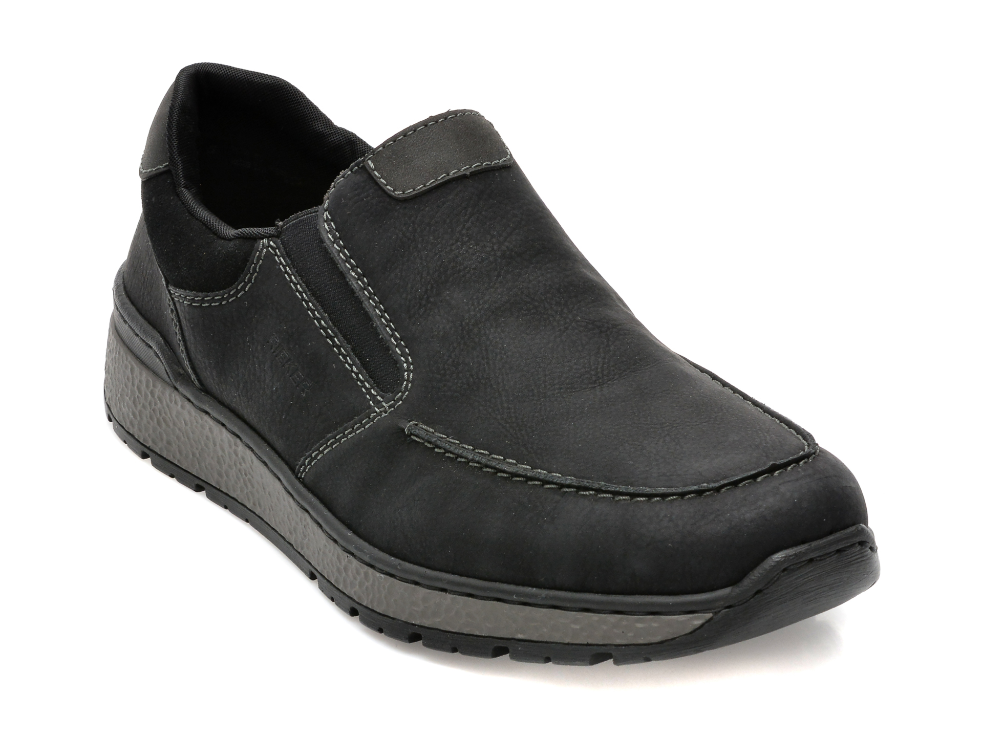 Pantofi RIEKER negri, B9062, din piele naturala /barbati/pantofi