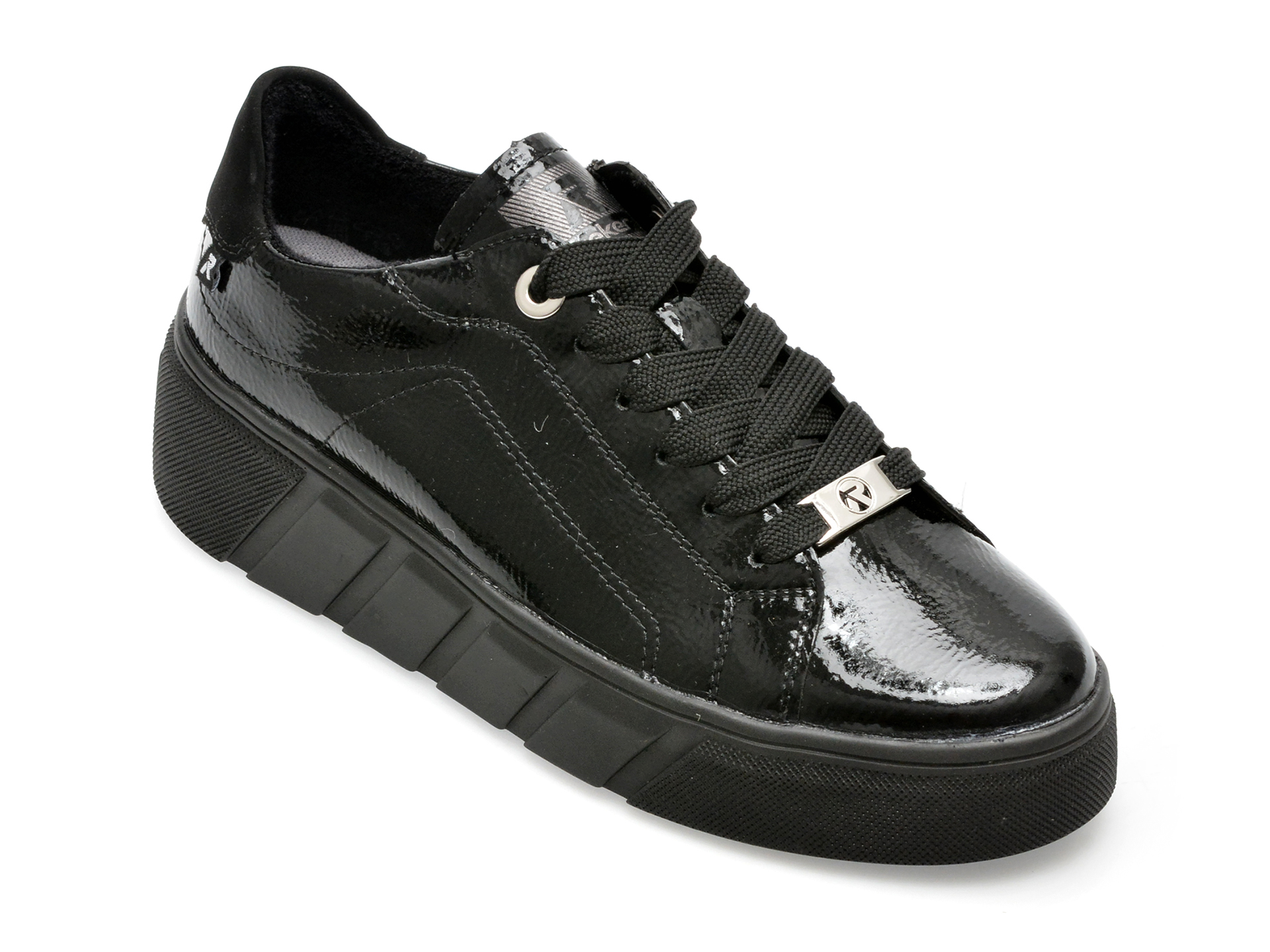 Pantofi RIEKER negri, W0501, din piele naturala imagine reduceri black friday 2021 otter.ro
