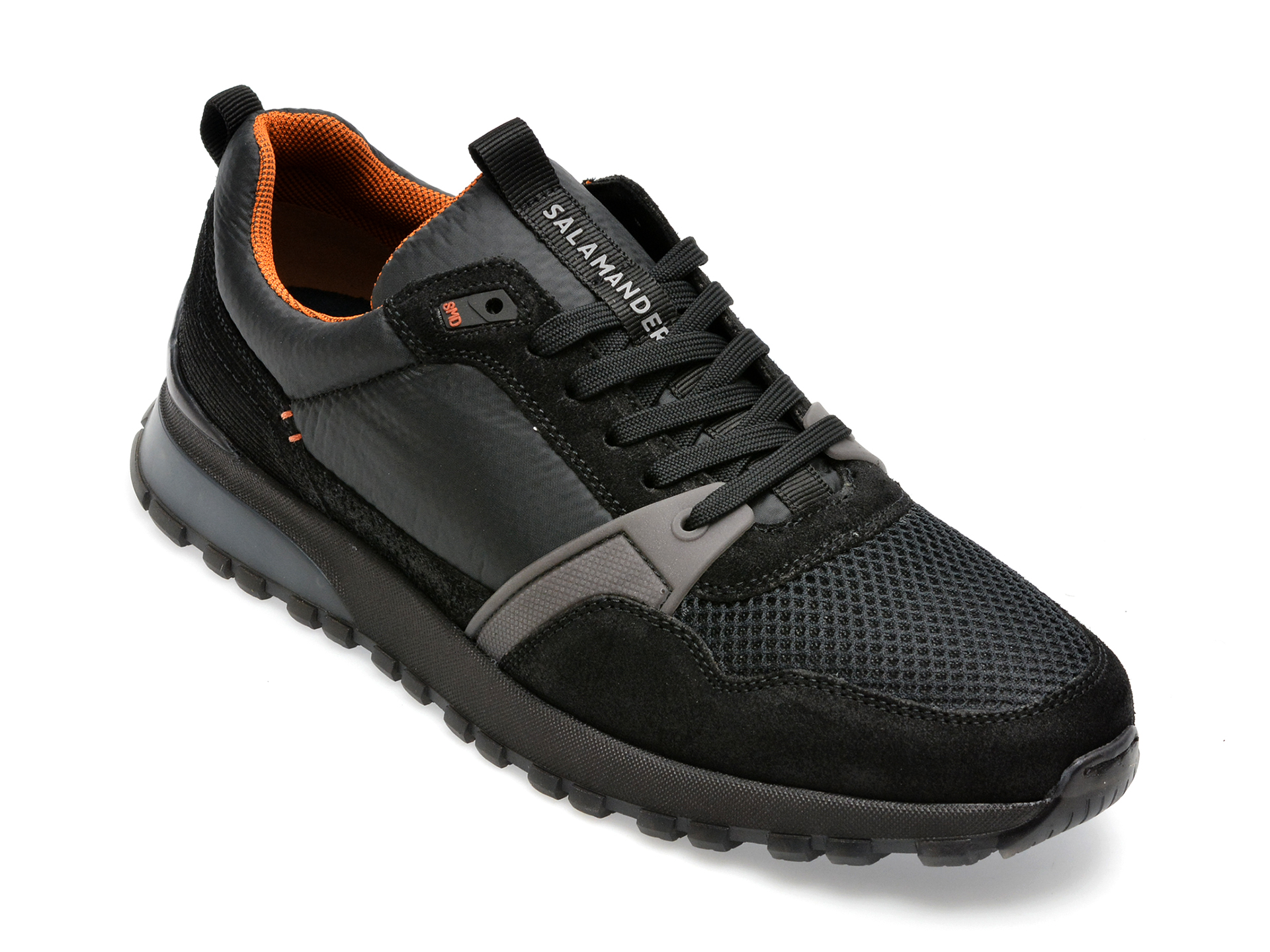 Pantofi SALAMANDER negri, 48802, din material textil si piele intoarsa /barbati/pantofi