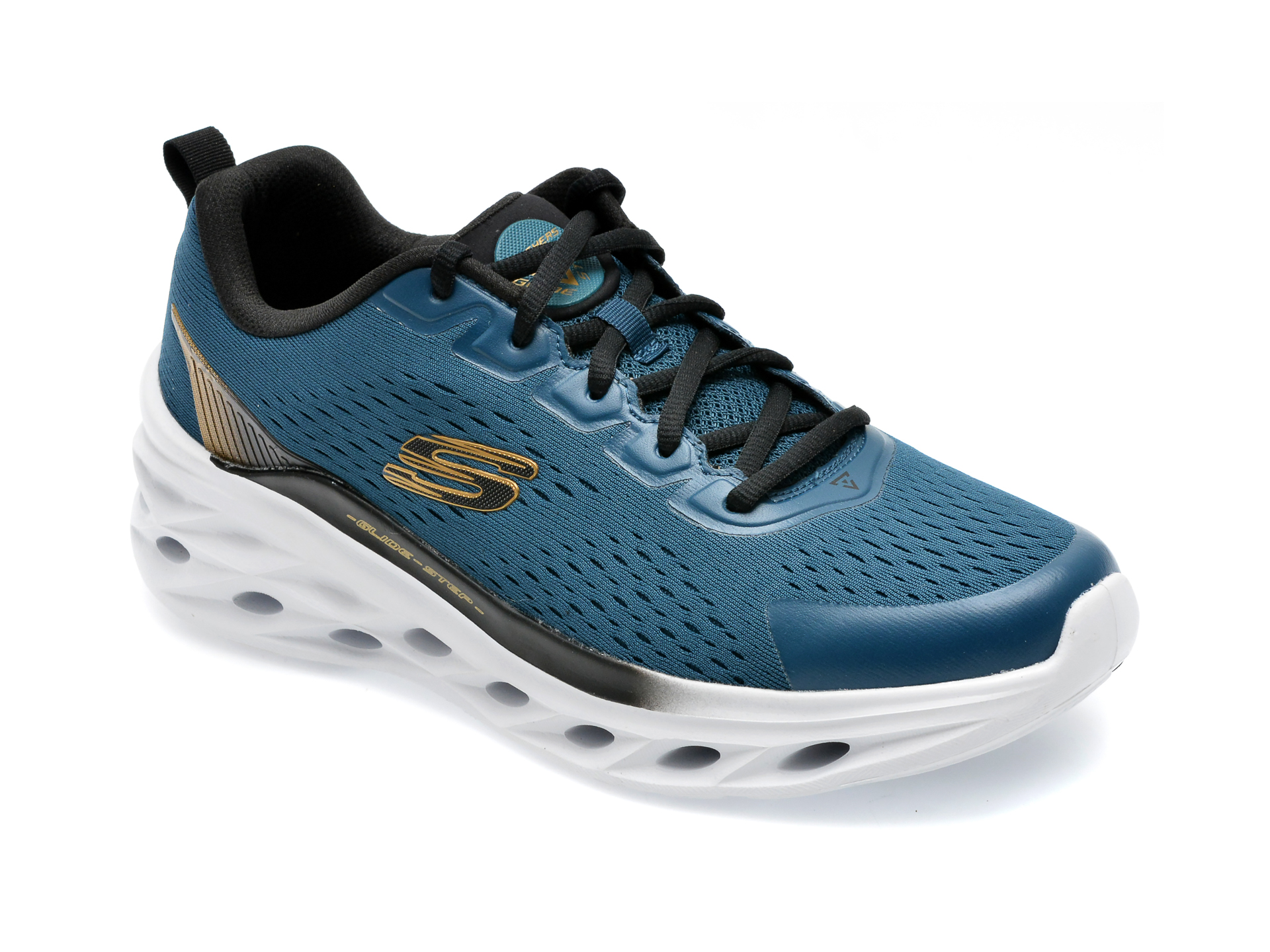 Pantofi SKECHERS albastri, GLIDE-STEP SWIFT, din material textil /barbati/pantofi imagine super redus 2022