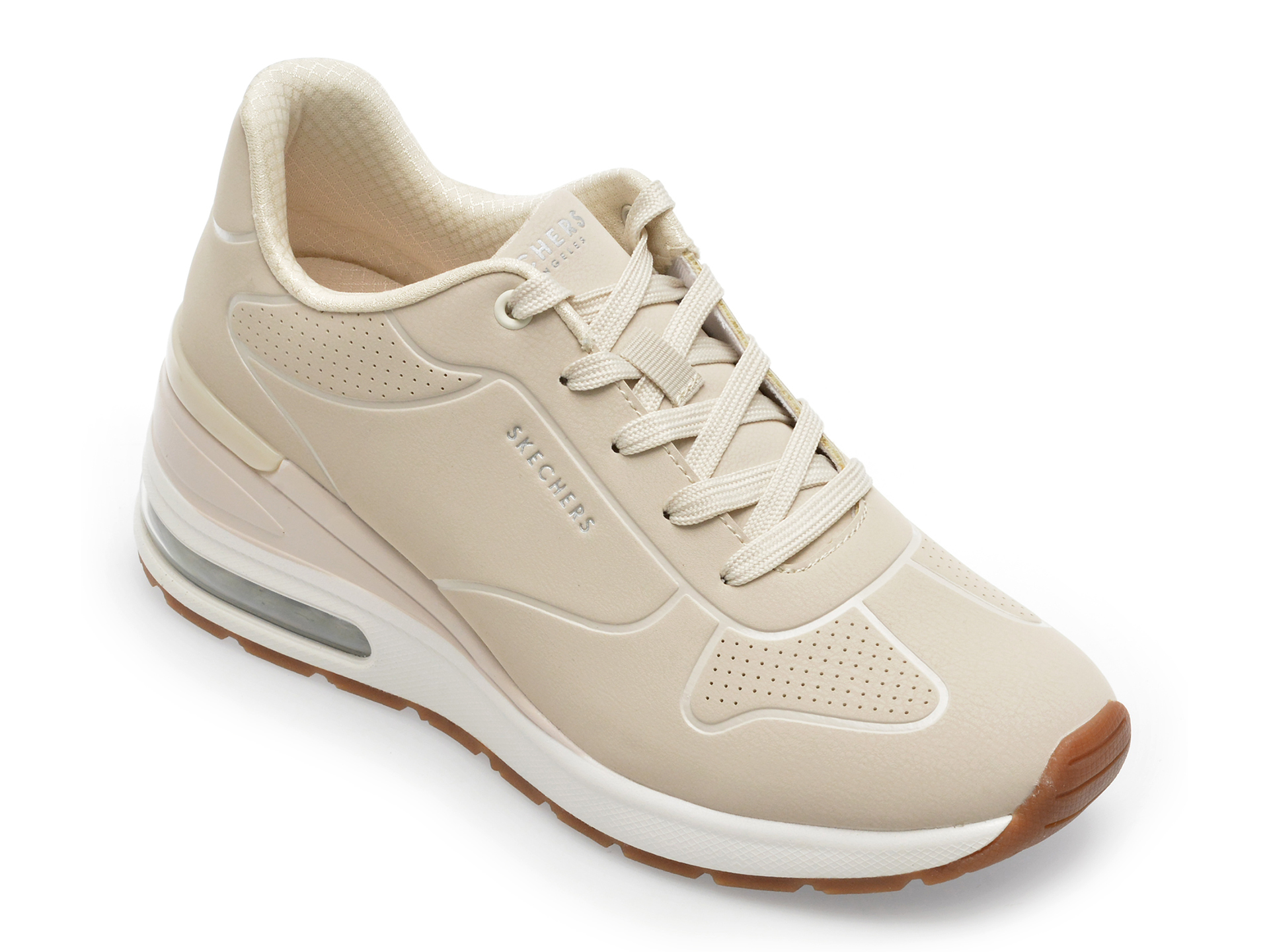 Pantofi SKECHERS albi, 155400, din piele ecologica
