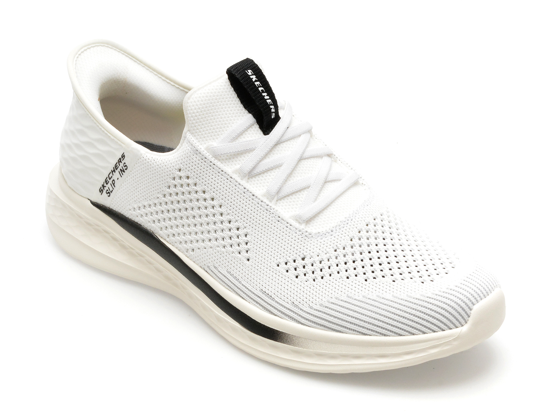 Pantofi SKECHERS albi, 210810, din material textil