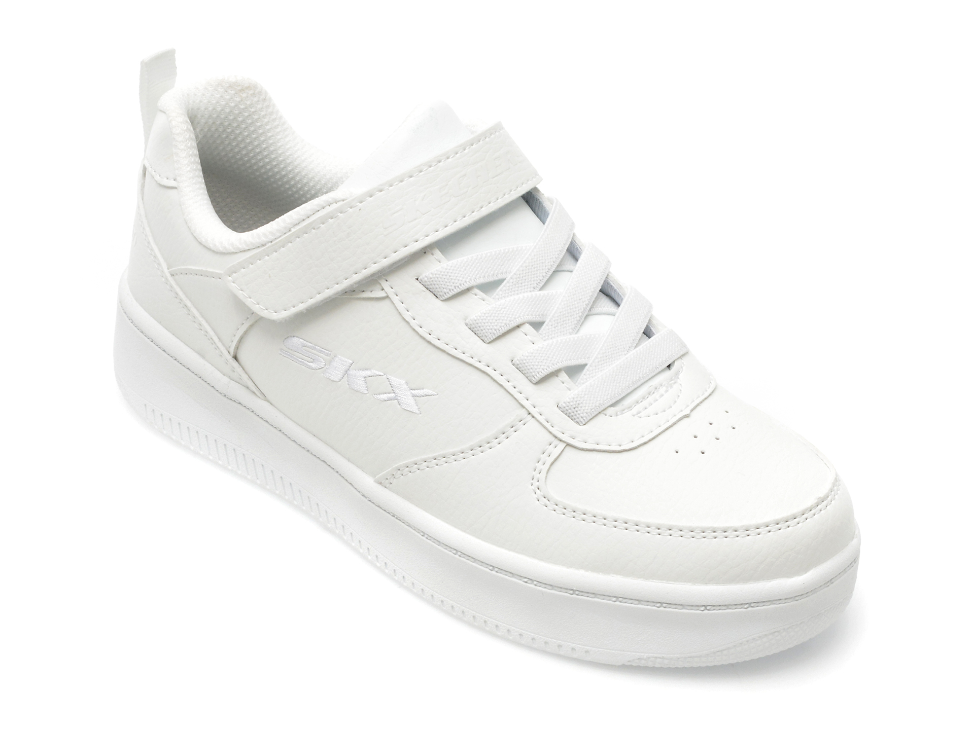 Pantofi SKECHERS albi, 405697L, din piele ecologica /copii/incaltaminte