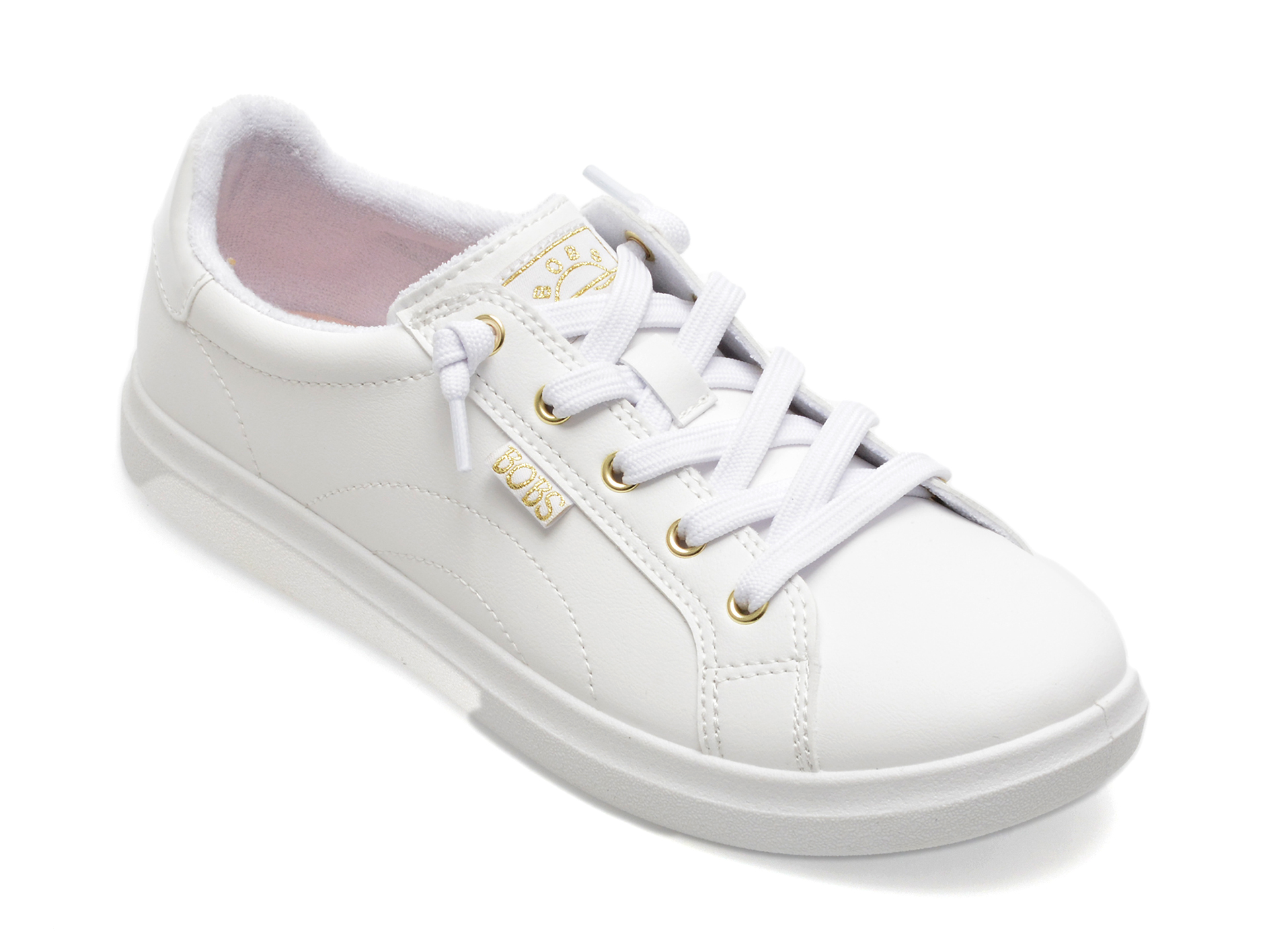 Pantofi SKECHERS albi, BOBS D VINE, din piele ecologica