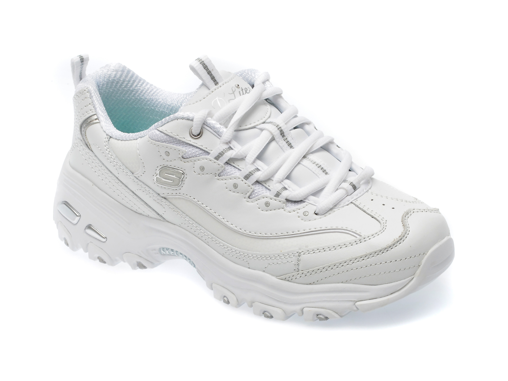 Pantofi SKECHERS albi, D LITES, din piele ecologica otter.ro