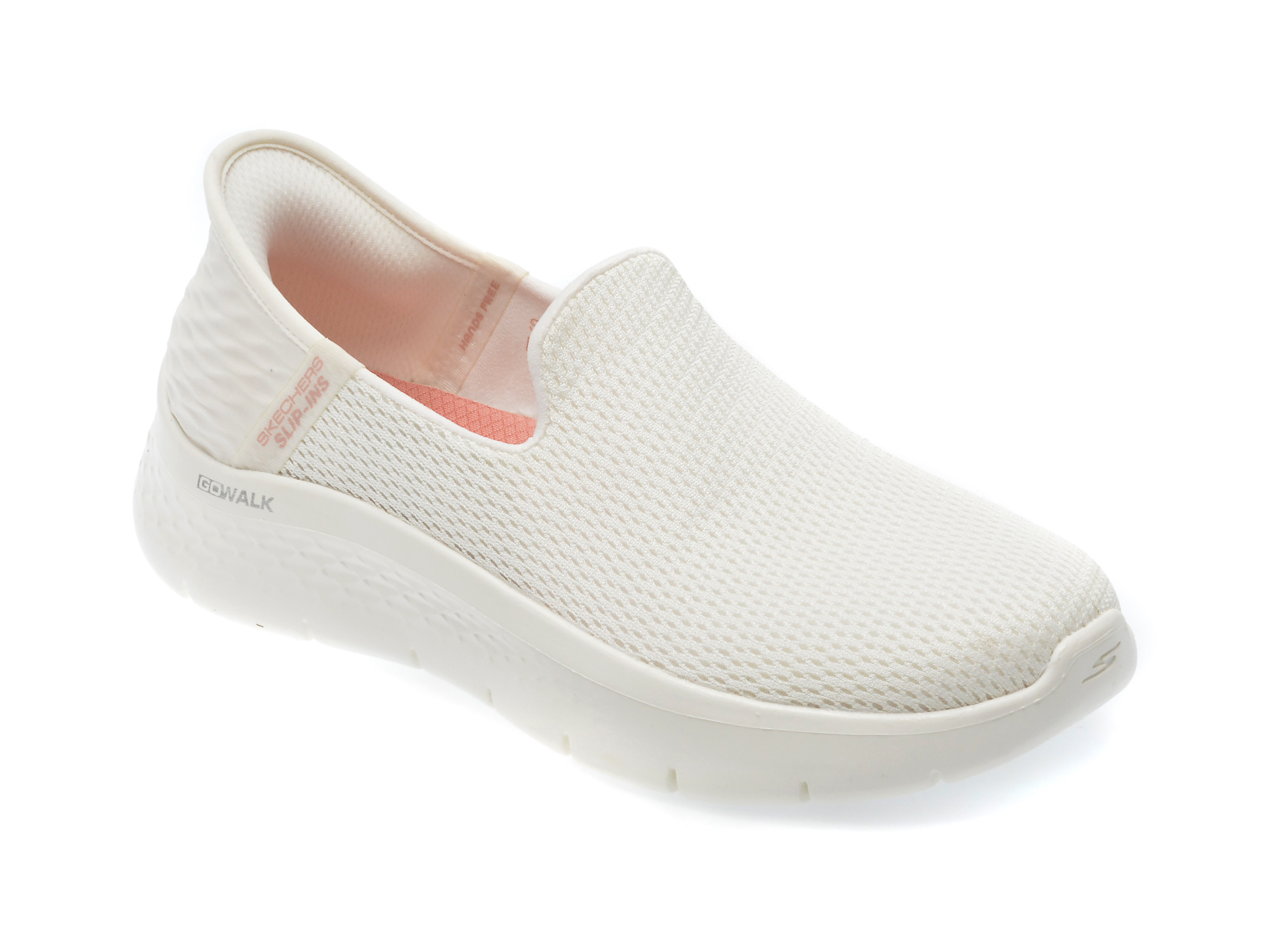 Pantofi SKECHERS albi, GO WALK FLEX, din material textil /femei/pantofi imagine super redus 2022