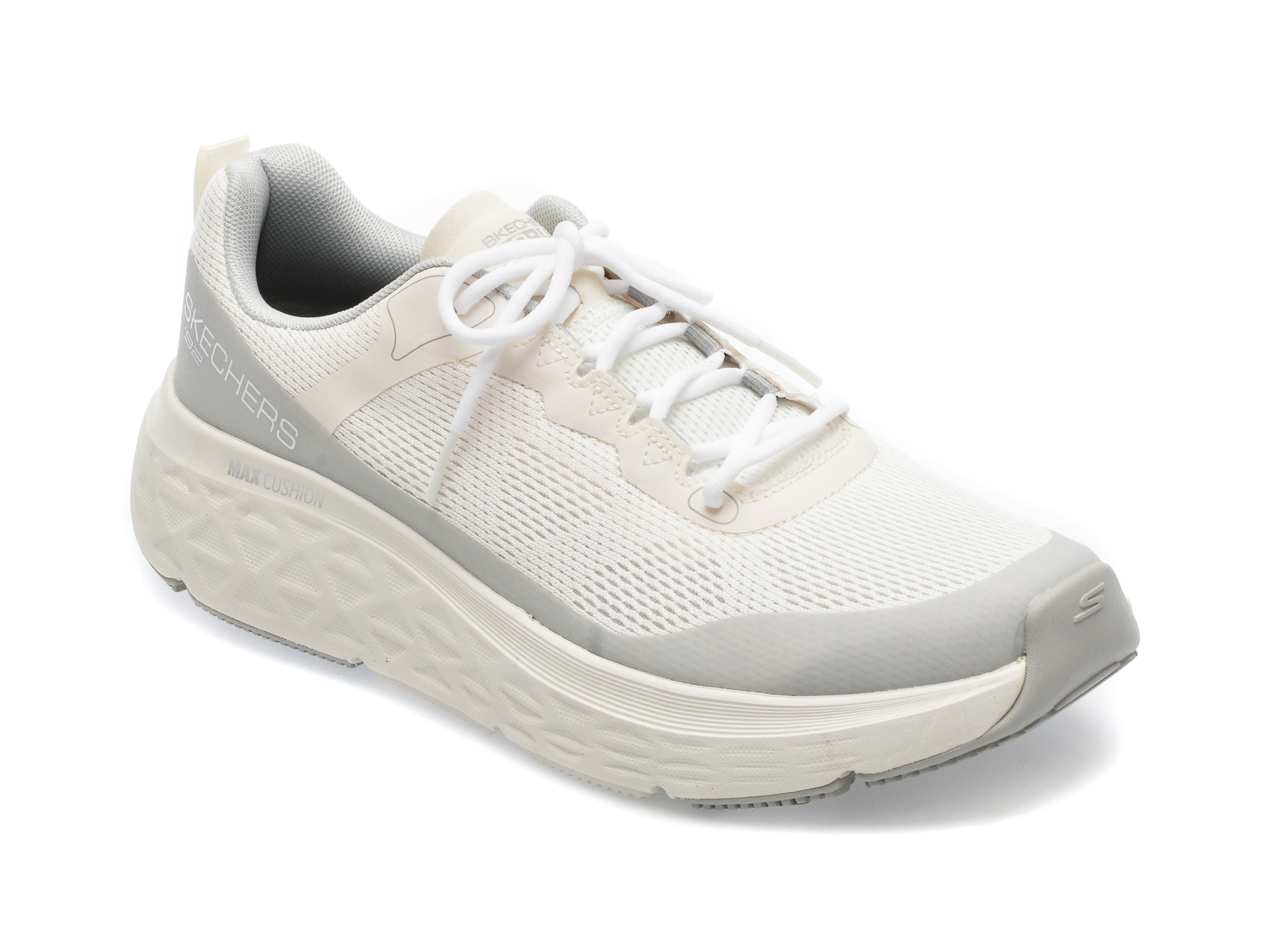Pantofi SKECHERS albi, MAX CUSHIONING DELTA, din material textil /barbati/pantofi imagine super redus 2022