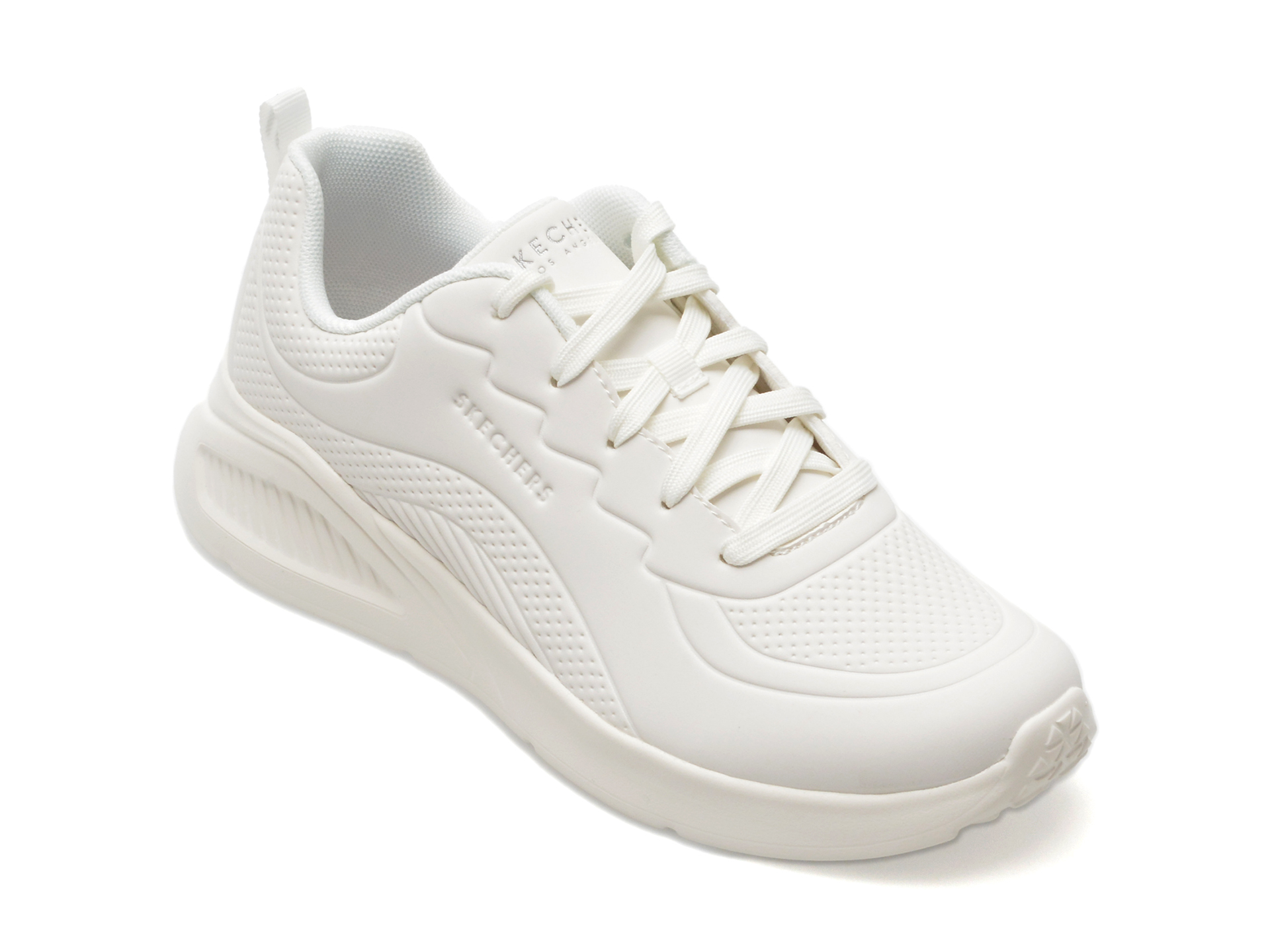 Pantofi SKECHERS albi, UNO LITE, din piele ecologica otter.ro imagine noua 2022