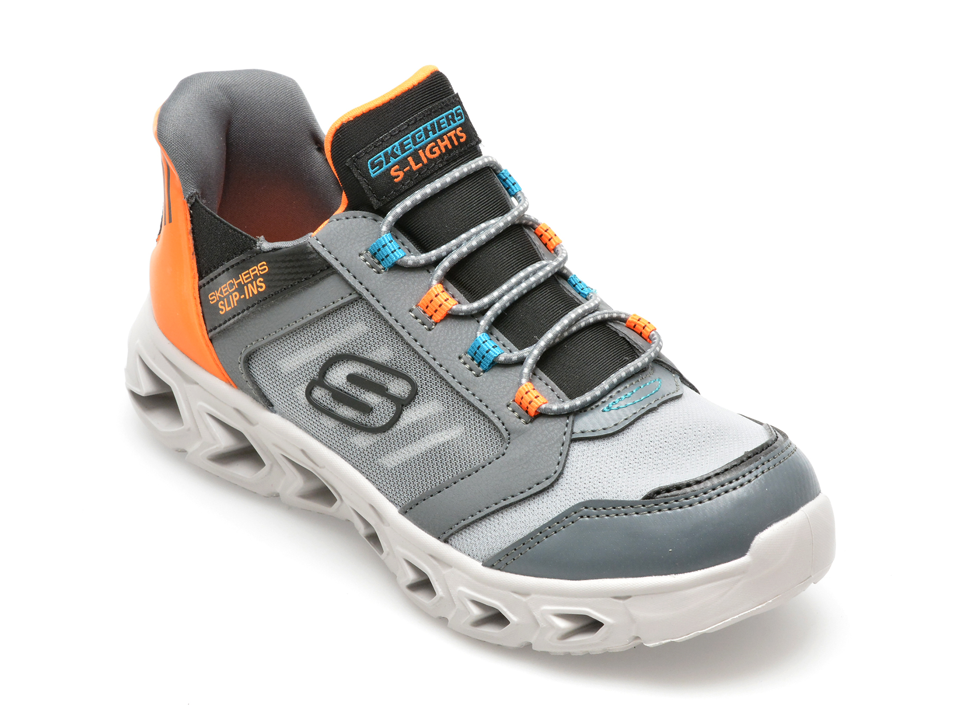 Pantofi SKECHERS gri, HYPNO-FLASH 2.0, din piele ecologica