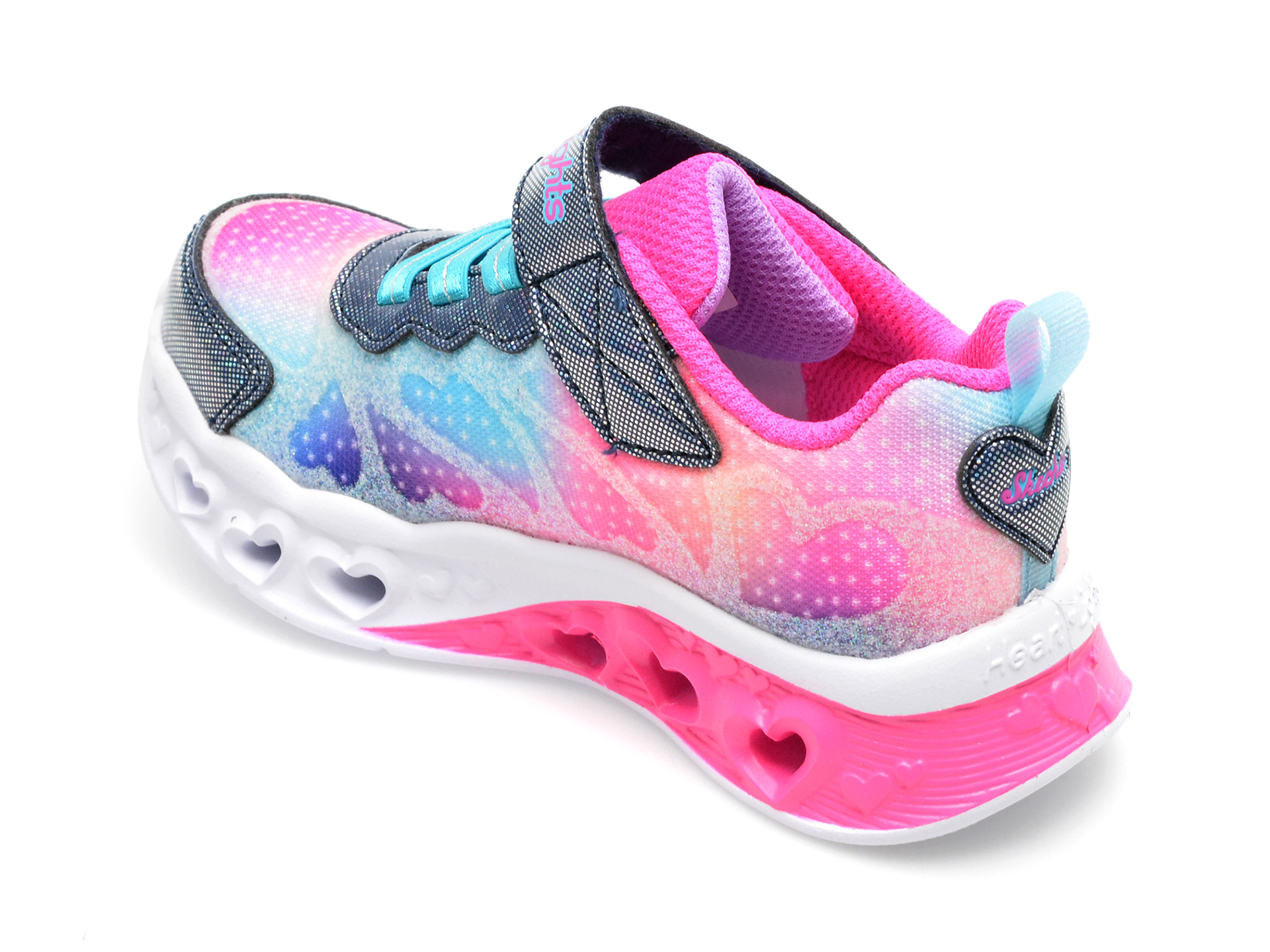 Pantofi SKECHERS multicolor, FLUTTER HEART LIGHTS, din material textil si piele ecologica - 6