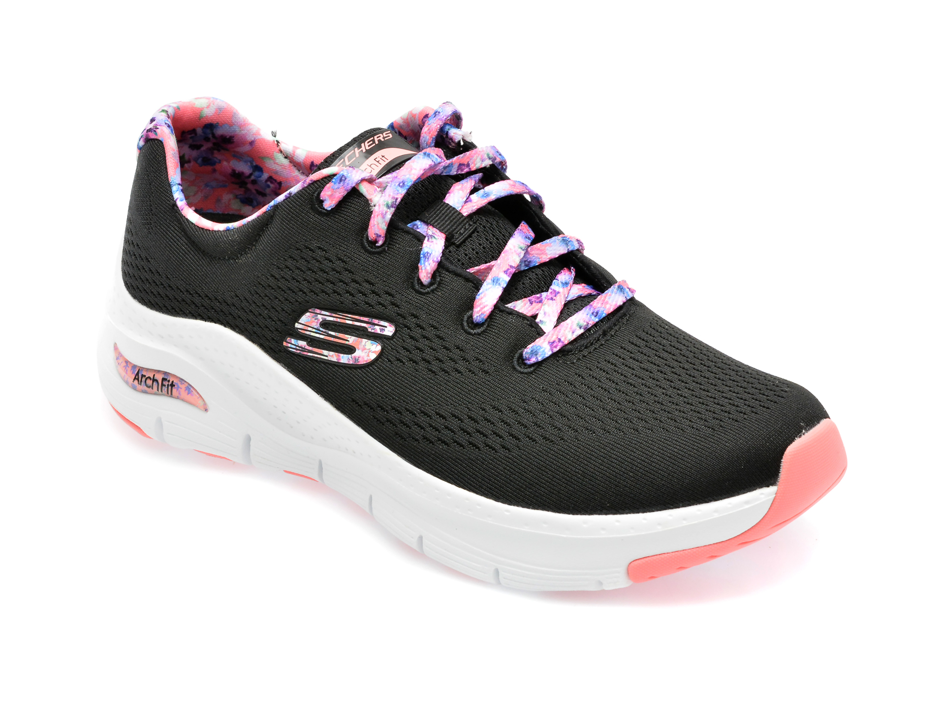 Pantofi SKECHERS negri, ARCH FIT, din material textil