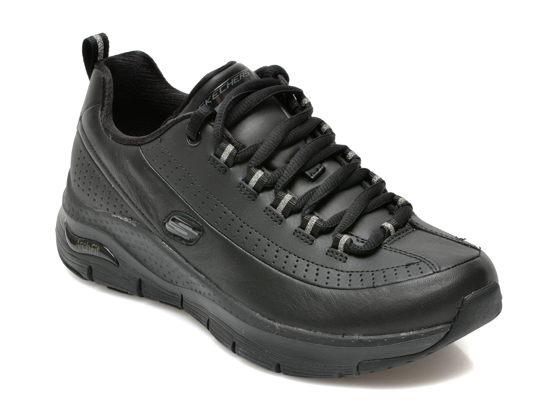 Pantofi SKECHERS negri, ARCH FIT, din piele naturala otter imagine noua