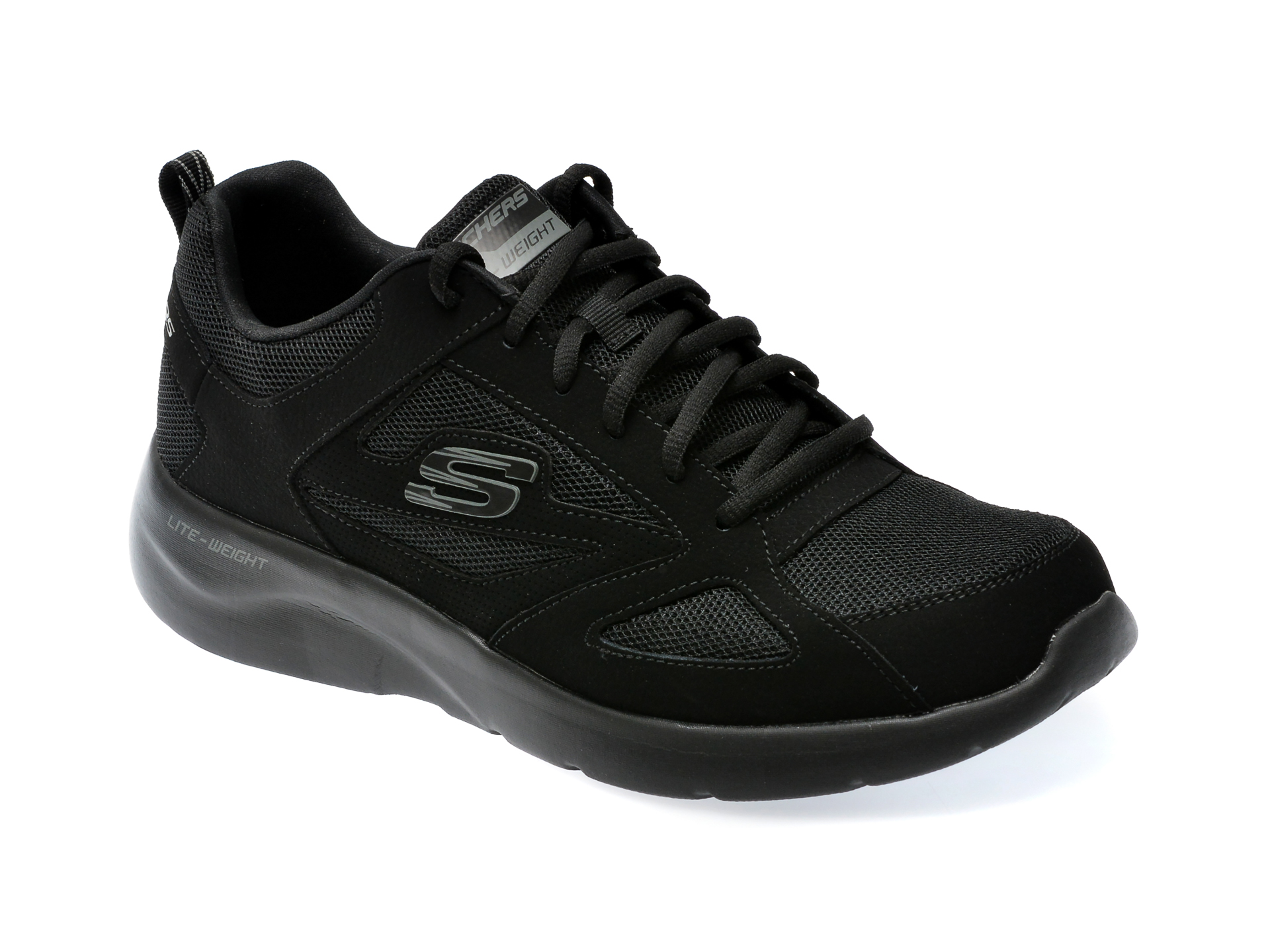 Pantofi SKECHERS negri, DYNAMIGHT 2.0, din piele ecologica si material textil /barbati/pantofi imagine super redus 2022