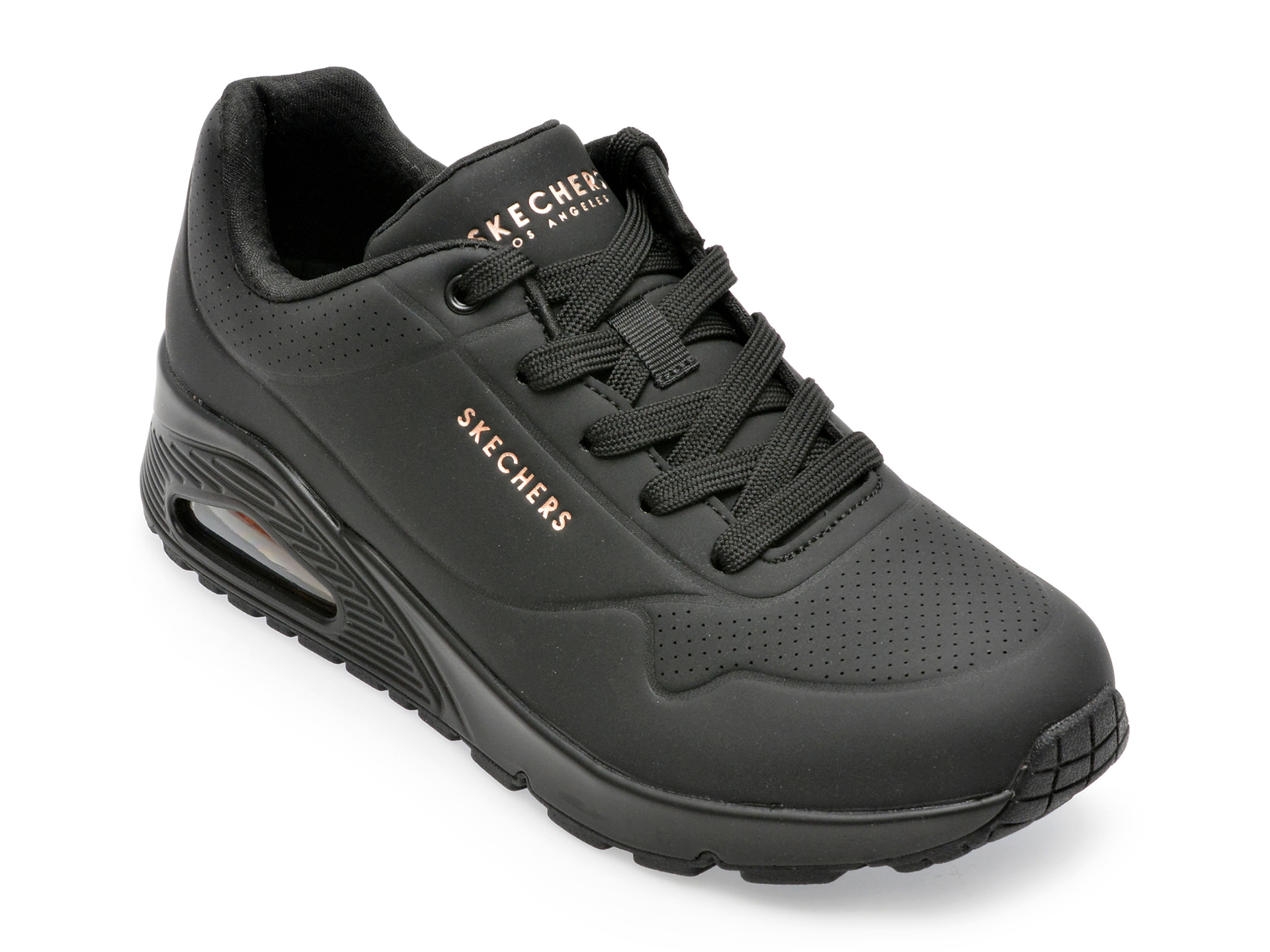 Pantofi SKECHERS negri, UNO-STAND ON AIR, din piele ecologica