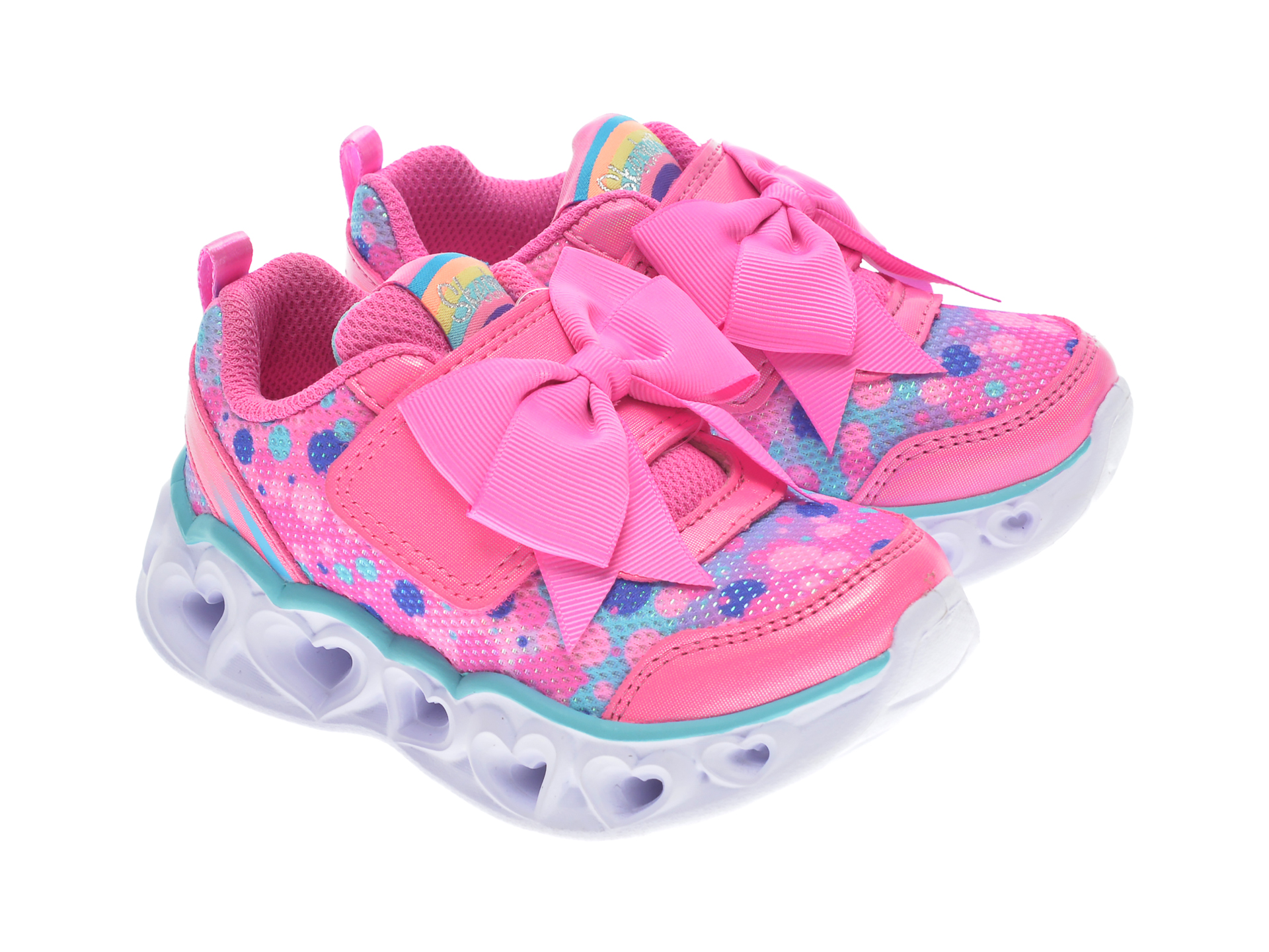 Pantofi SKECHERS roz, HEART LIGHTS SPARKLE, din material textil - 4
