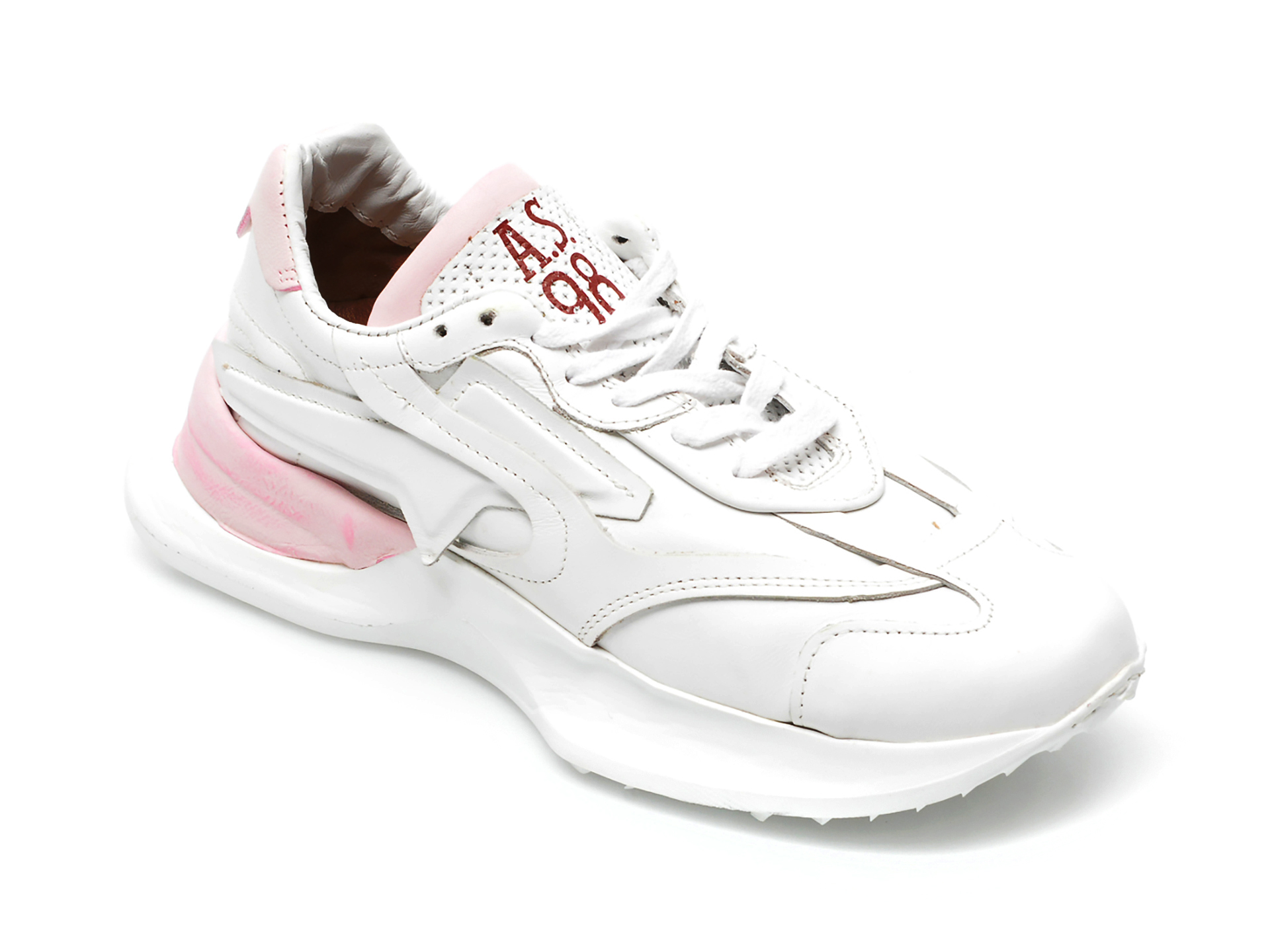 Pantofi sport A.S. 98 albi, A86101, din piele naturala A.S. 98