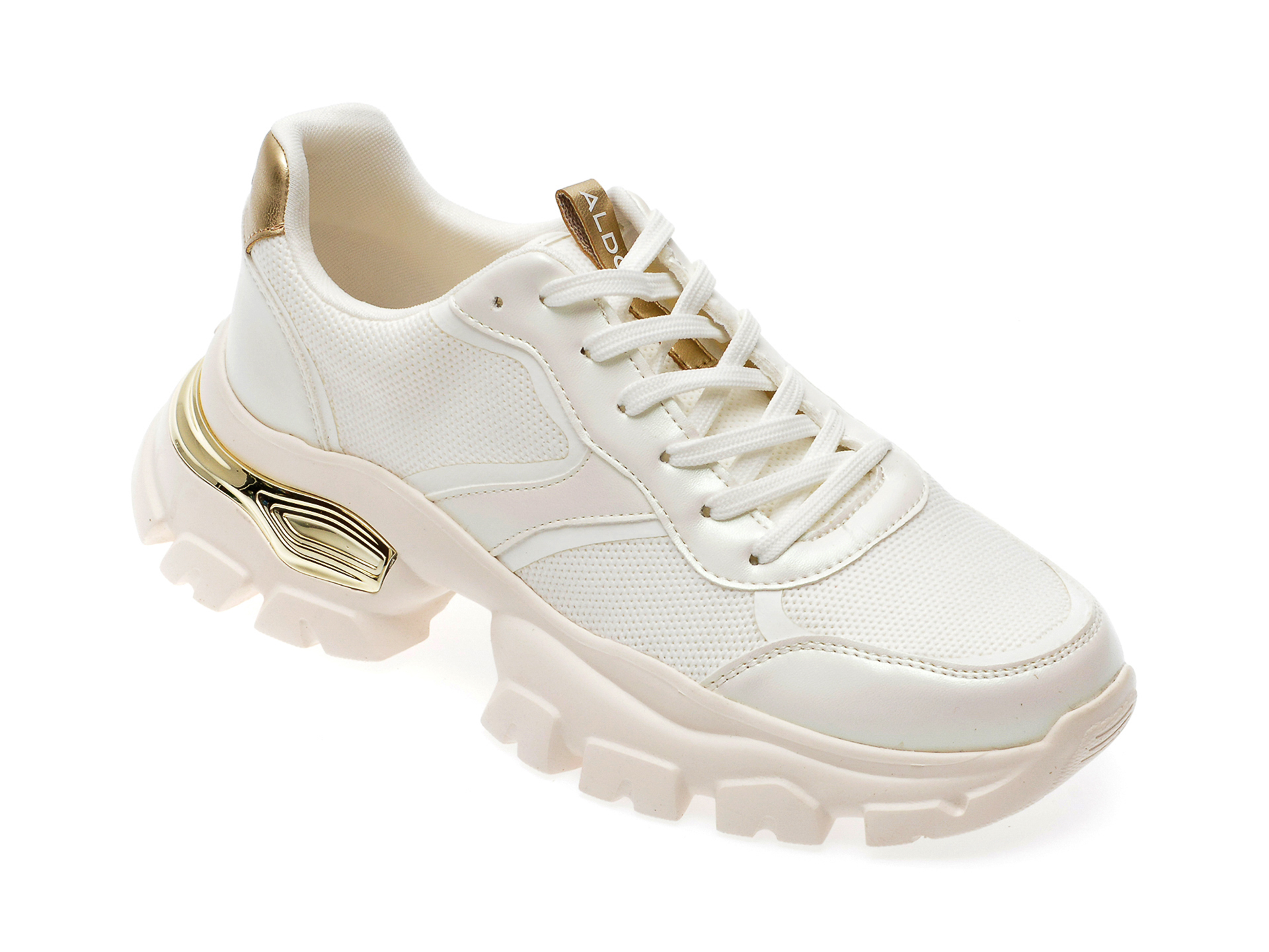Pantofi sport ALDO albi, ENZIA972, din material textil si piele ecologica