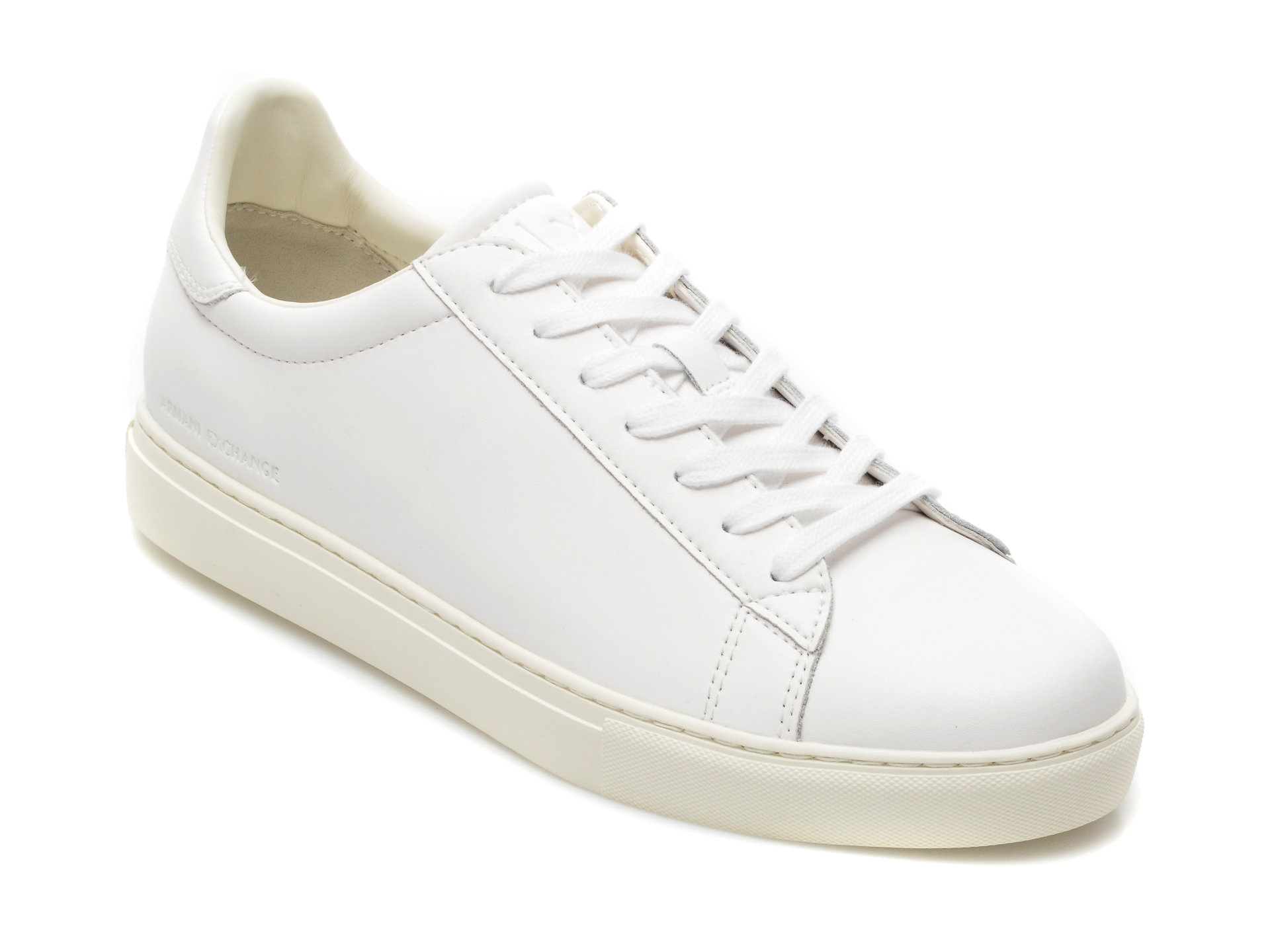Pantofi sport ARMANI EXCHANGE albi, XUX001, din piele naturala