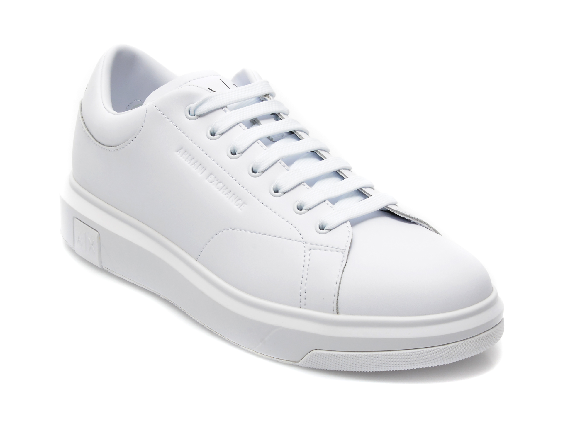 Pantofi sport ARMANI EXCHANGE albi, XUX123, din piele naturala