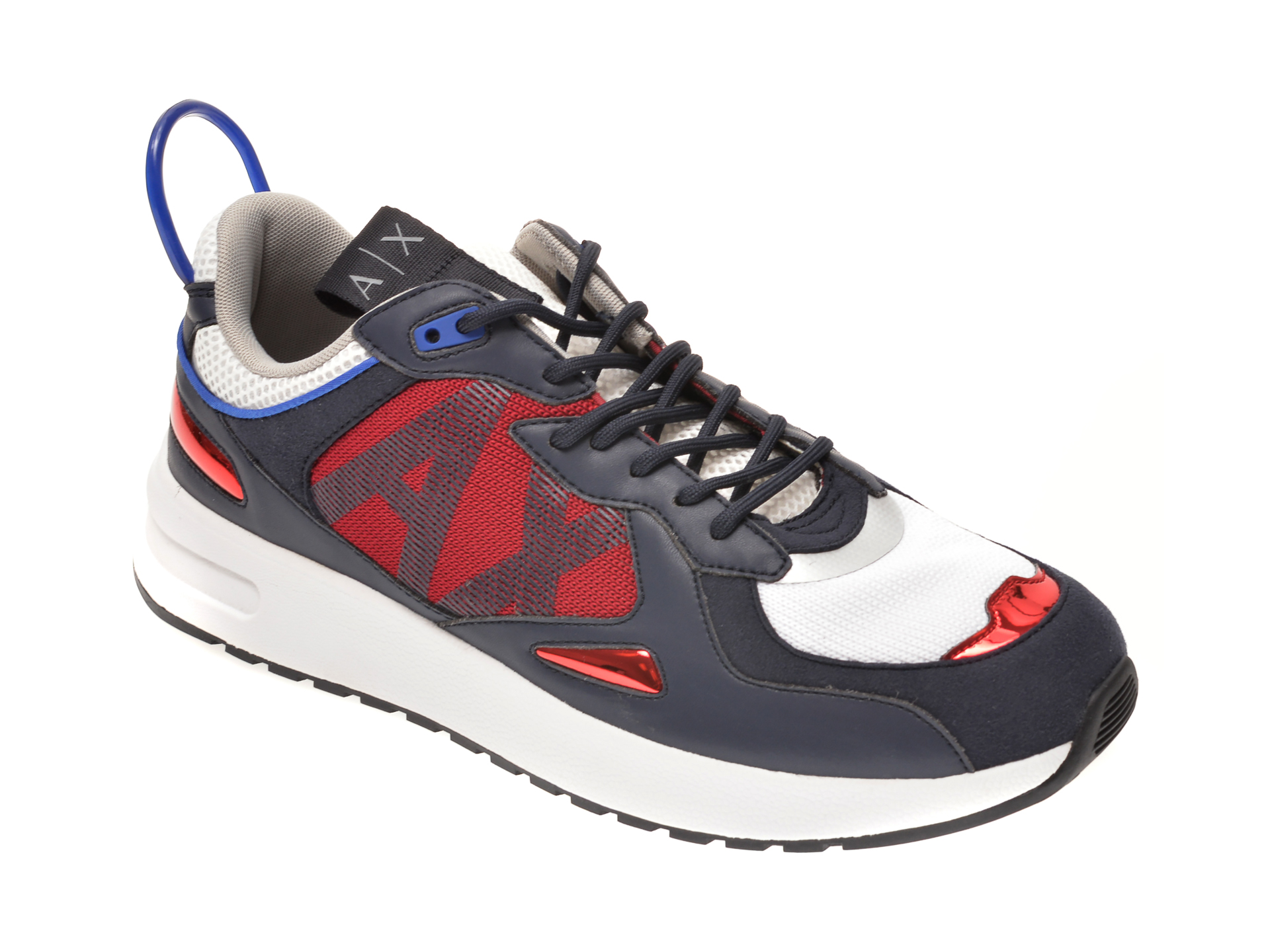 Pantofi sport ARMANI EXCHANGE bleumarin, XUX070, din material textil si piele ecologica New