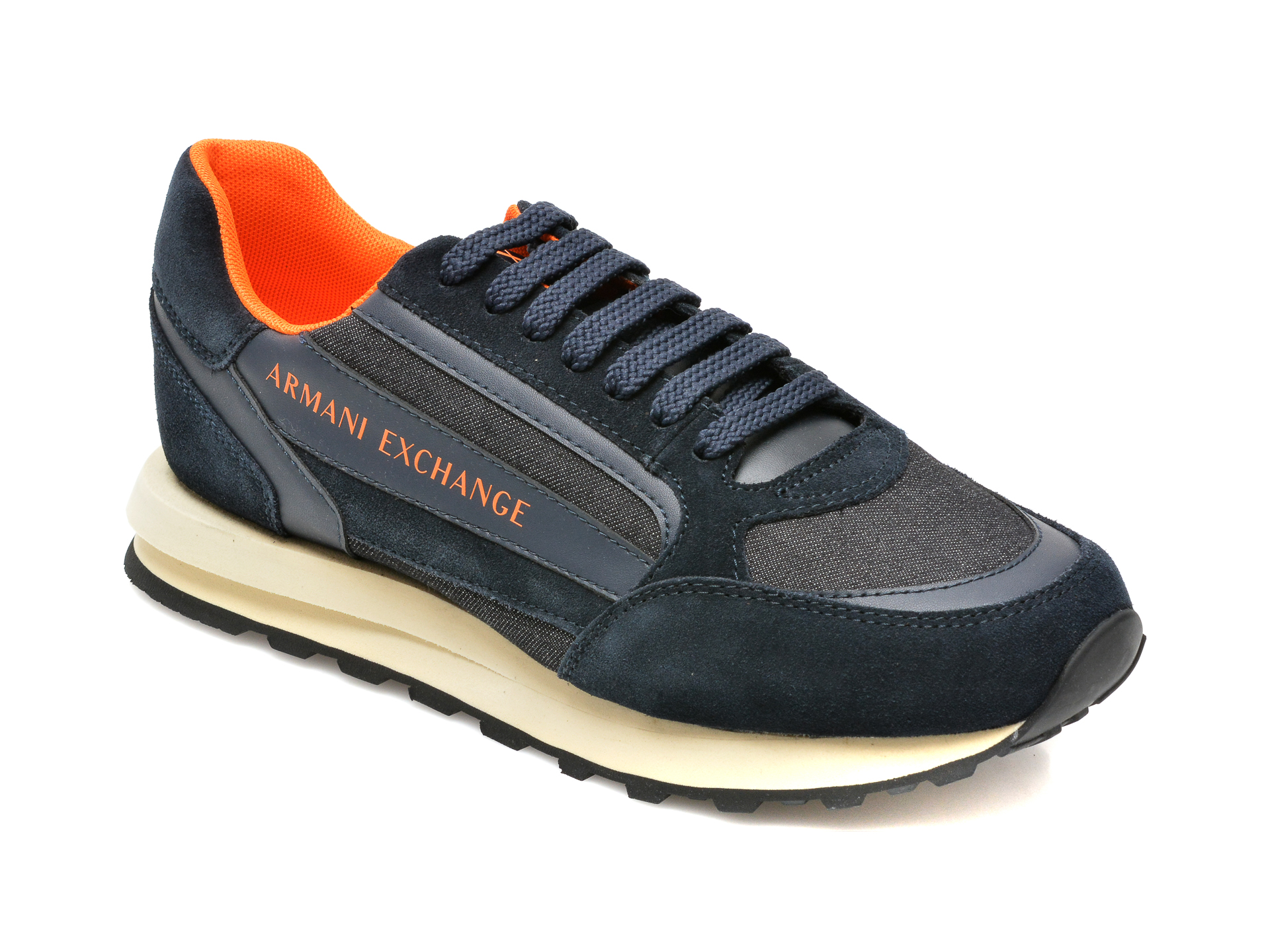 Pantofi sport ARMANI EXCHANGE bleumarin, XUX101, din material textil si piele naturala Armani Exchange imagine 2022 13clothing.ro