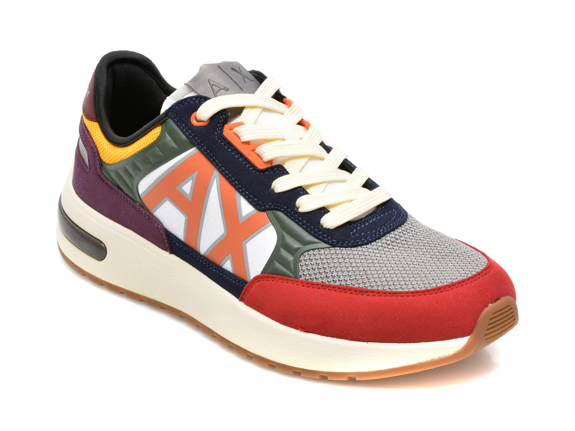 Pantofi sport ARMANI EXCHANGE multicolori, XUX090, din material textil si piele ecologica