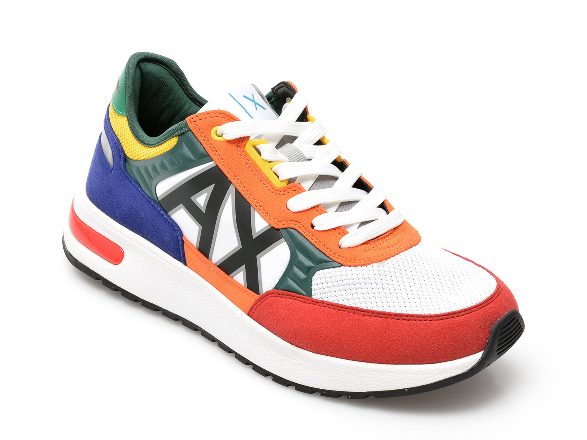 Pantofi sport ARMANI EXCHANGE multicolori, XUX090, din material textil si piele ecologica ARMANI EXCHANGE