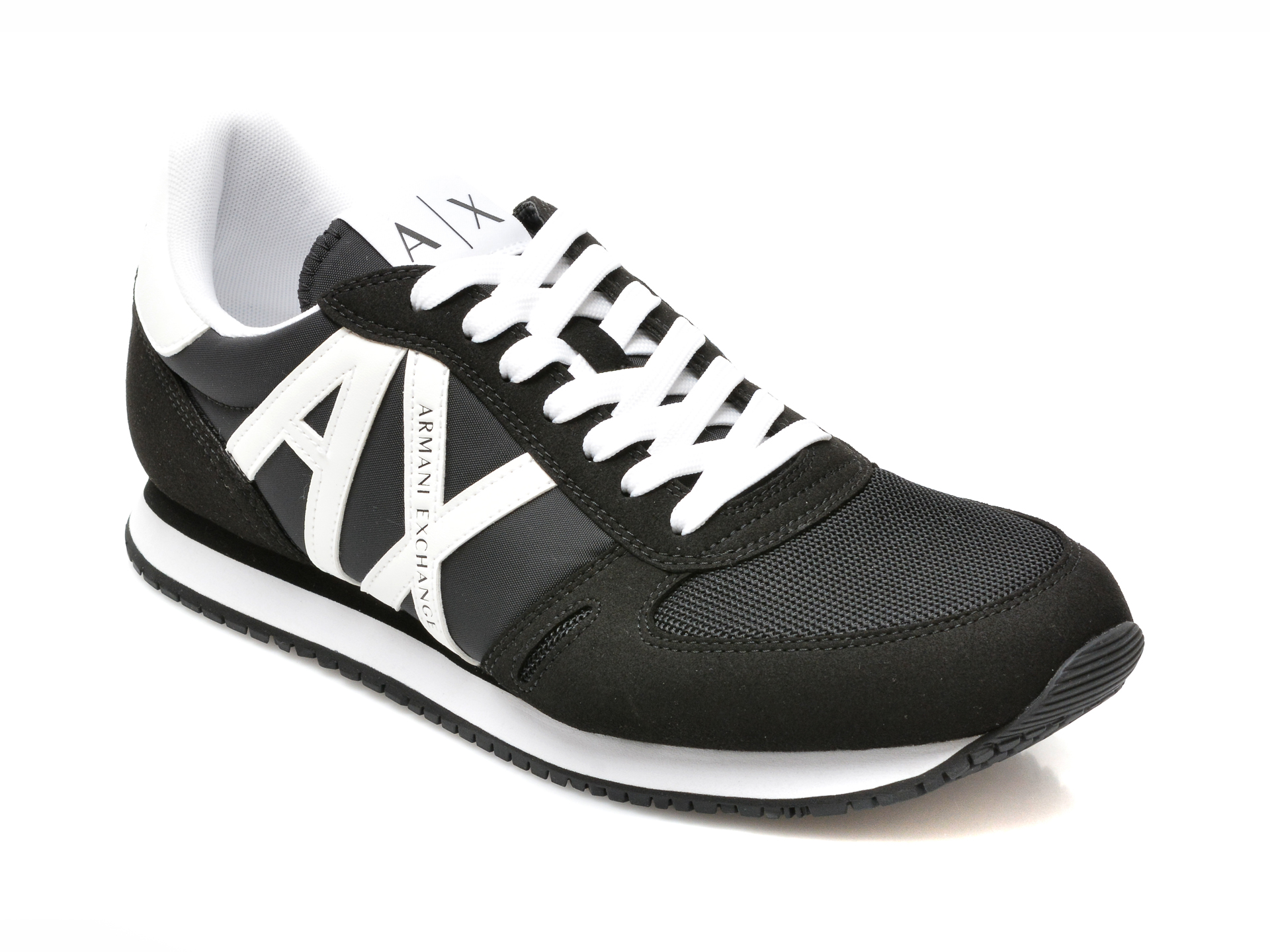 Pantofi sport ARMANI EXCHANGE negri, XUX017, din material textil si piele ecologica