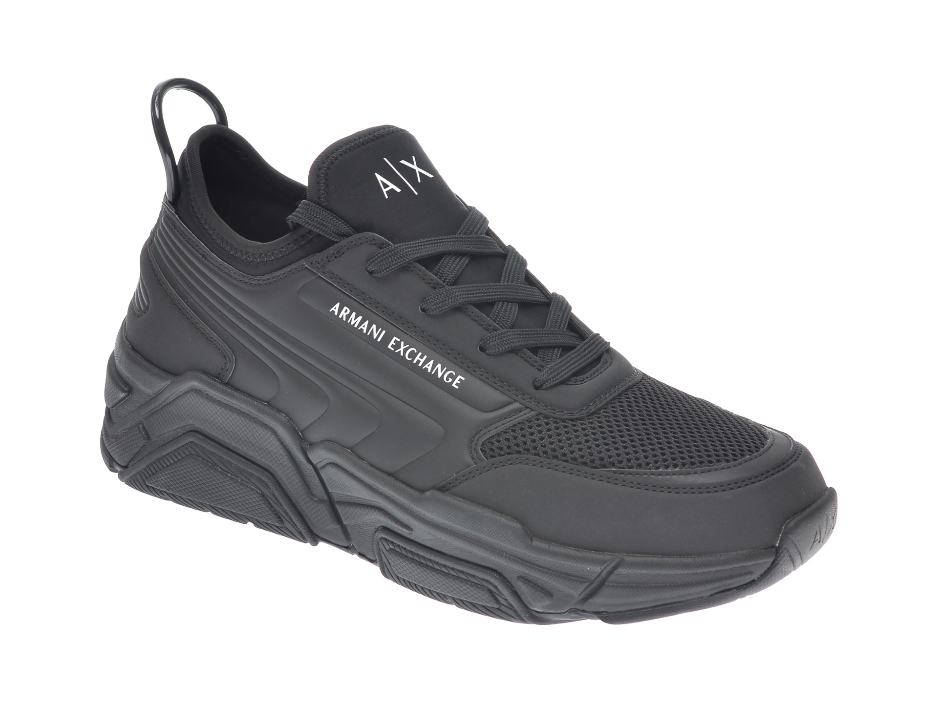 Pantofi sport ARMANI EXCHANGE negri, XUX080, din material textil si piele naturala imagine Black Friday 2021