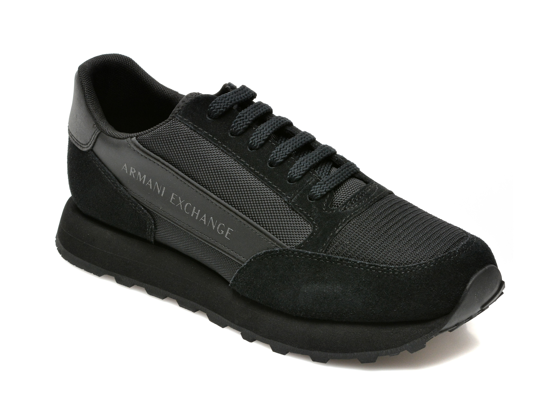 Pantofi sport ARMANI EXCHANGE negri, XUX083, din material textil si piele naturala Armani Exchange imagine super redus 2022