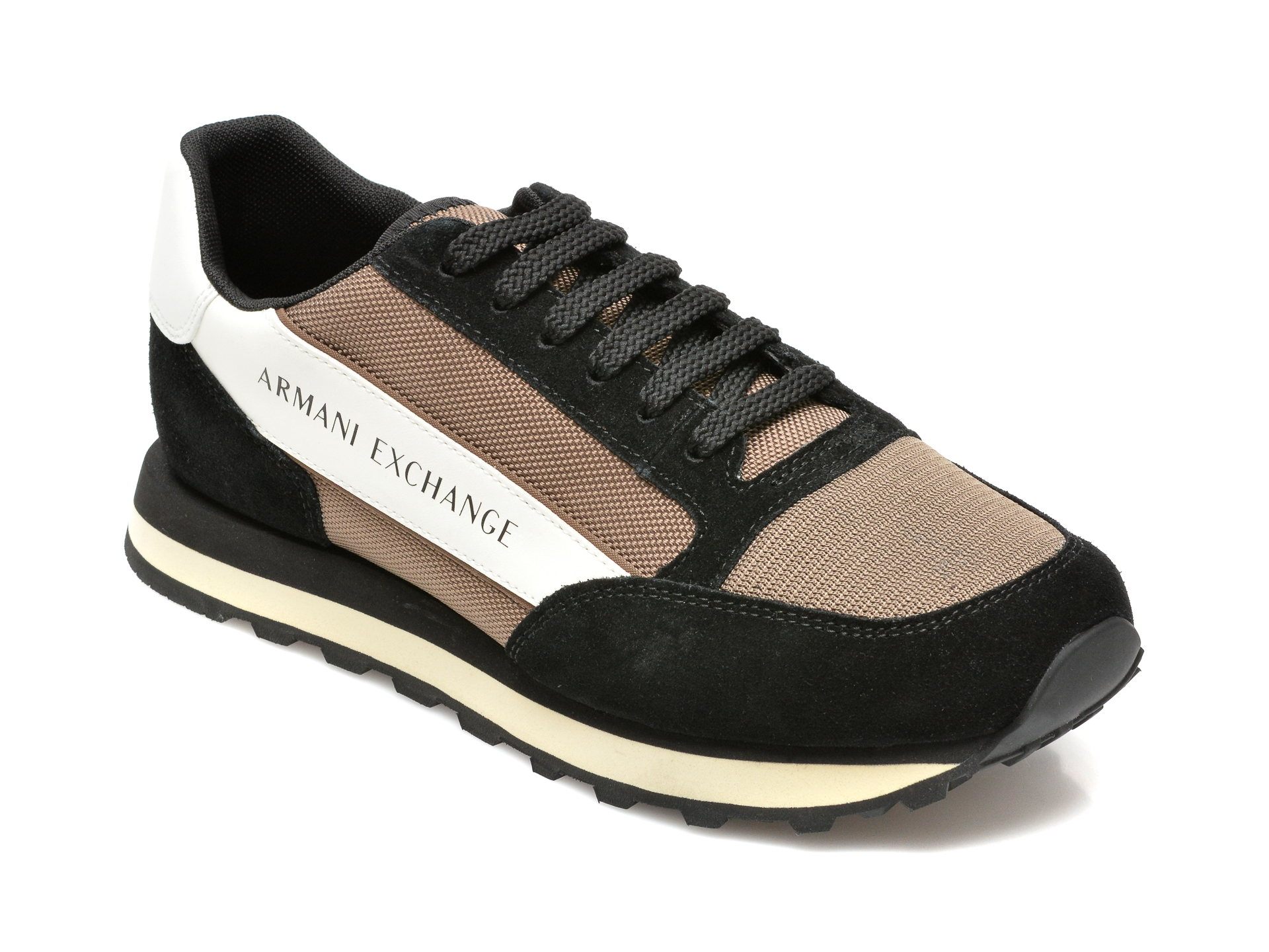 Pantofi sport ARMANI EXCHANGE negri, XUX083, din material textil si piele naturala Armani Exchange