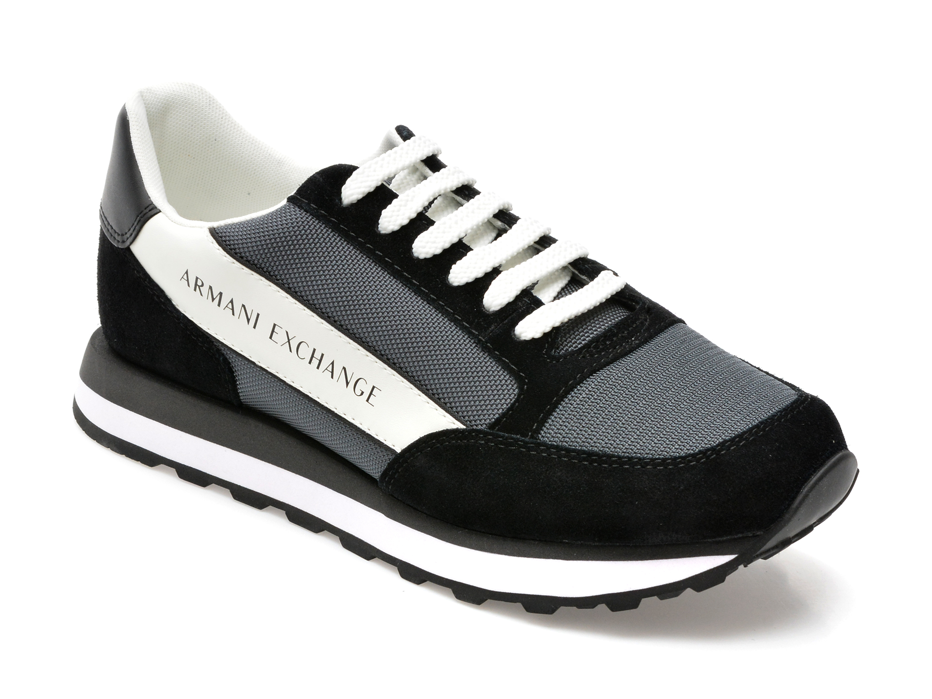 Pantofi sport ARMANI EXCHANGE negri, XUX083, din material textil si piele naturala /barbati/pantofi