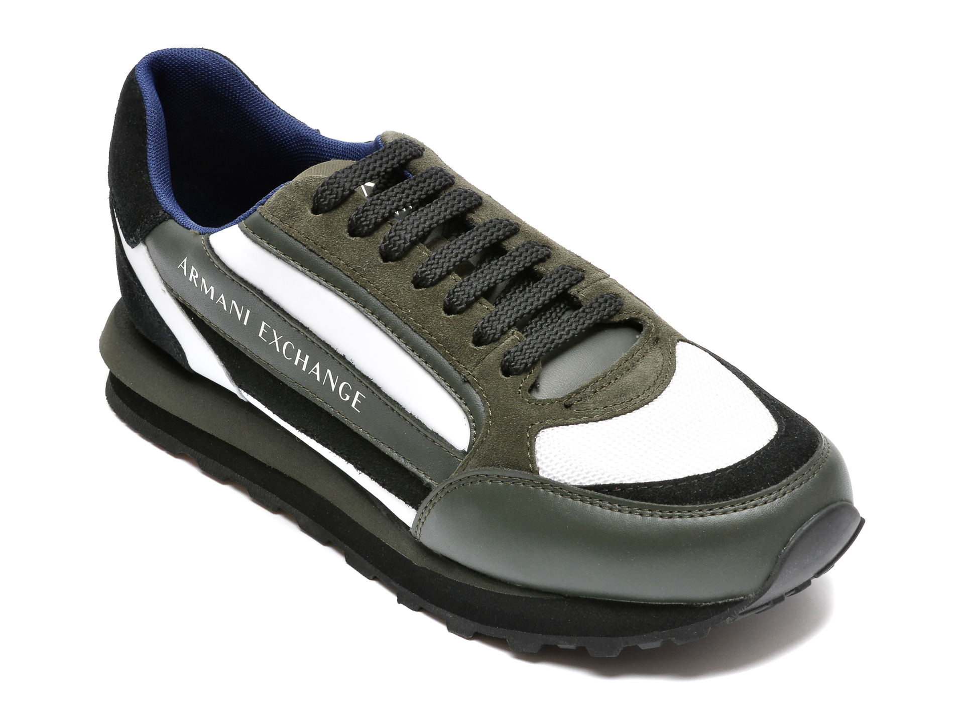Pantofi sport ARMANI EXCHANGE negri, XUX101, din material textil si piele ecologica