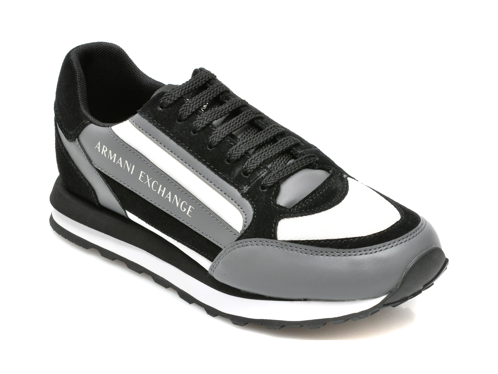 Pantofi sport ARMANI EXCHANGE negri, XUX101, din material textil si piele naturala Armani Exchange imagine noua